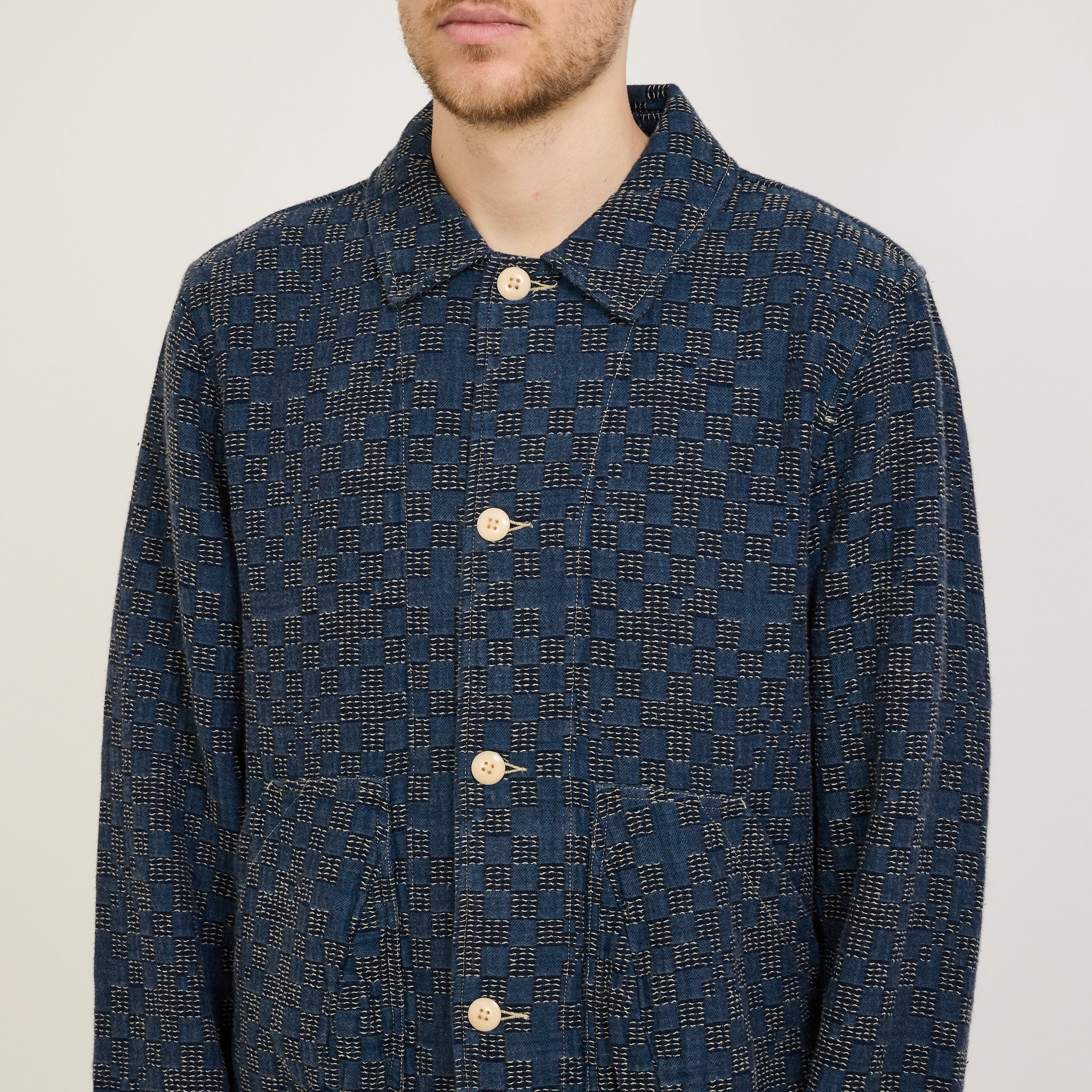 Folk | Prism Jacket Indigo Mix Checkerboard | Maplestore