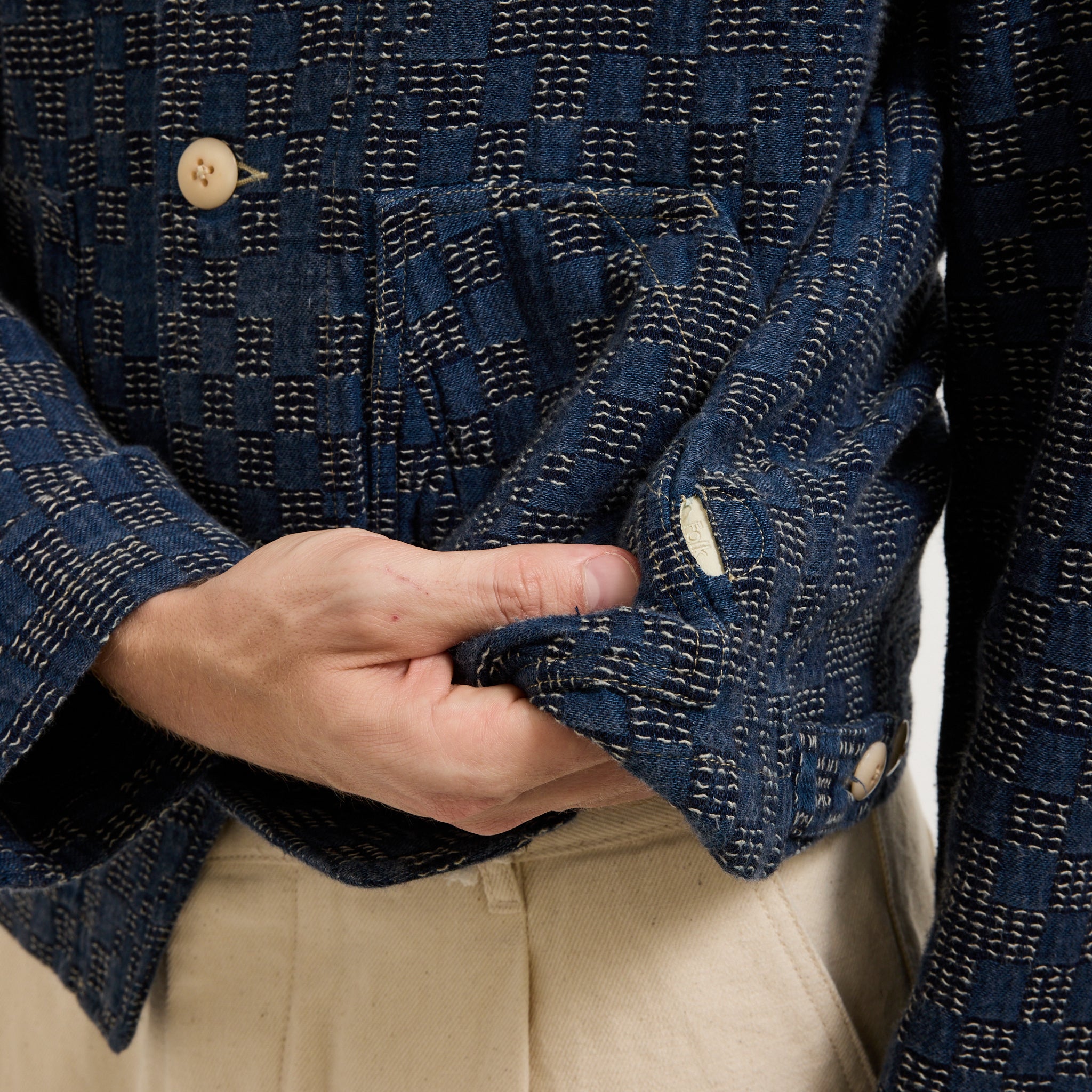 Folk | Prism Jacket Indigo Mix Checkerboard | Maplestore