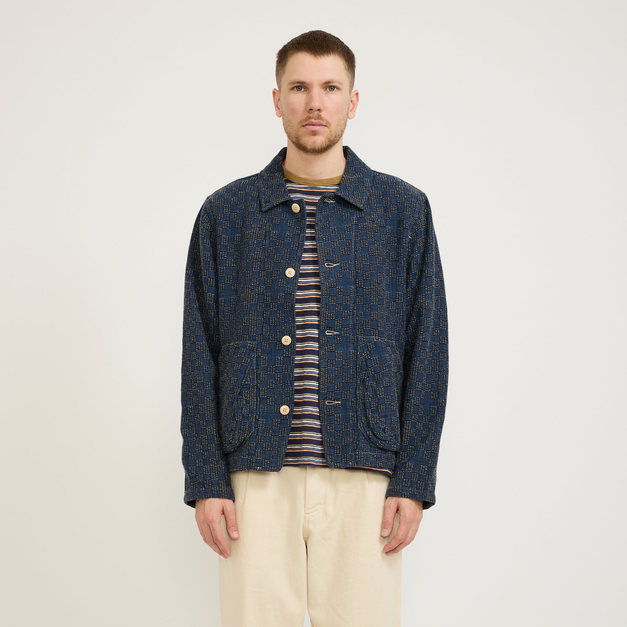 Folk | Prism Jacket Indigo Mix Checkerboard | Maplestore