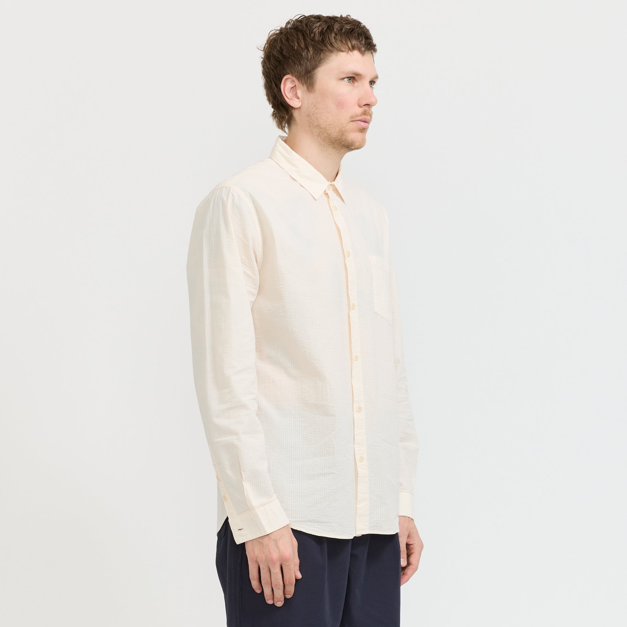 Relaxed Fit Shirt Ecru Seersucker