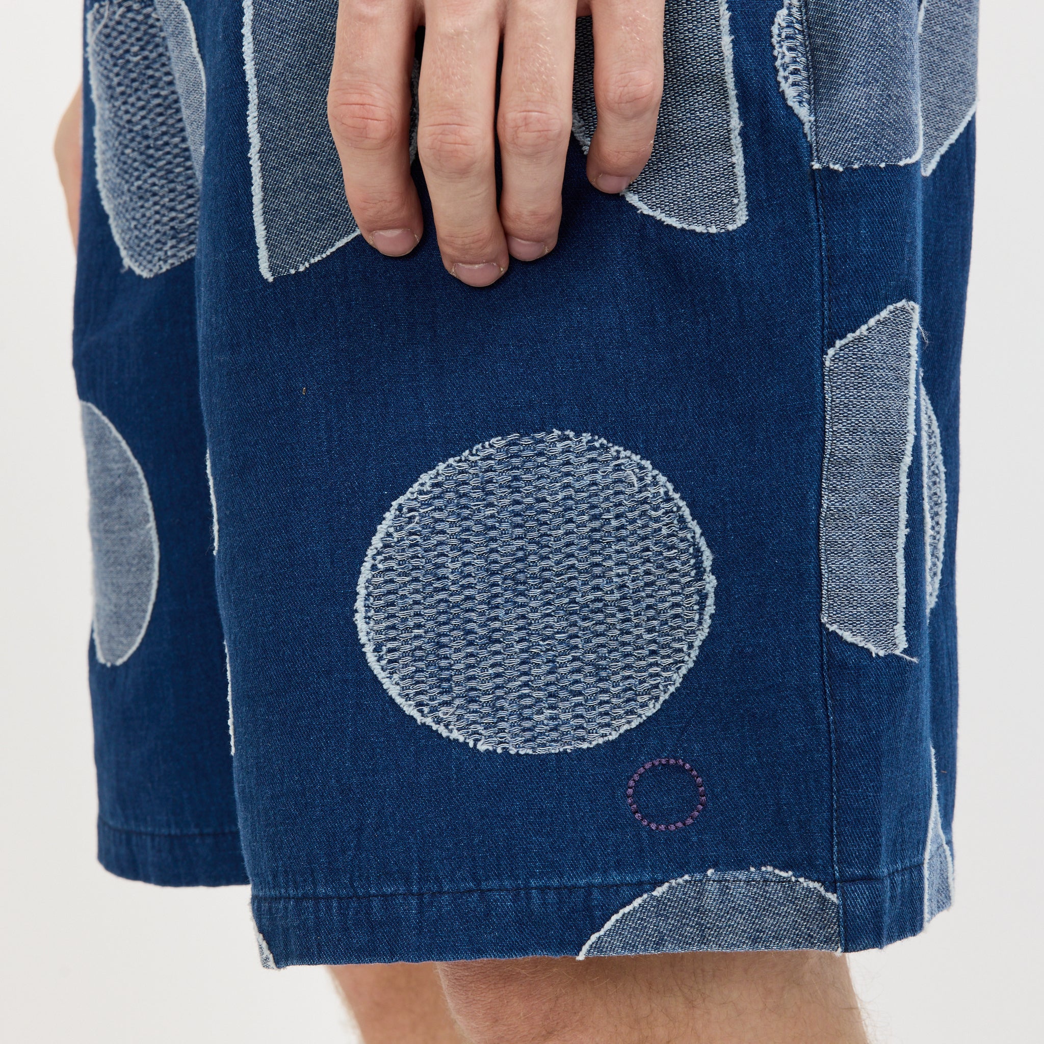 Relaxed Fit Shorts Indigo Circle Jacquard