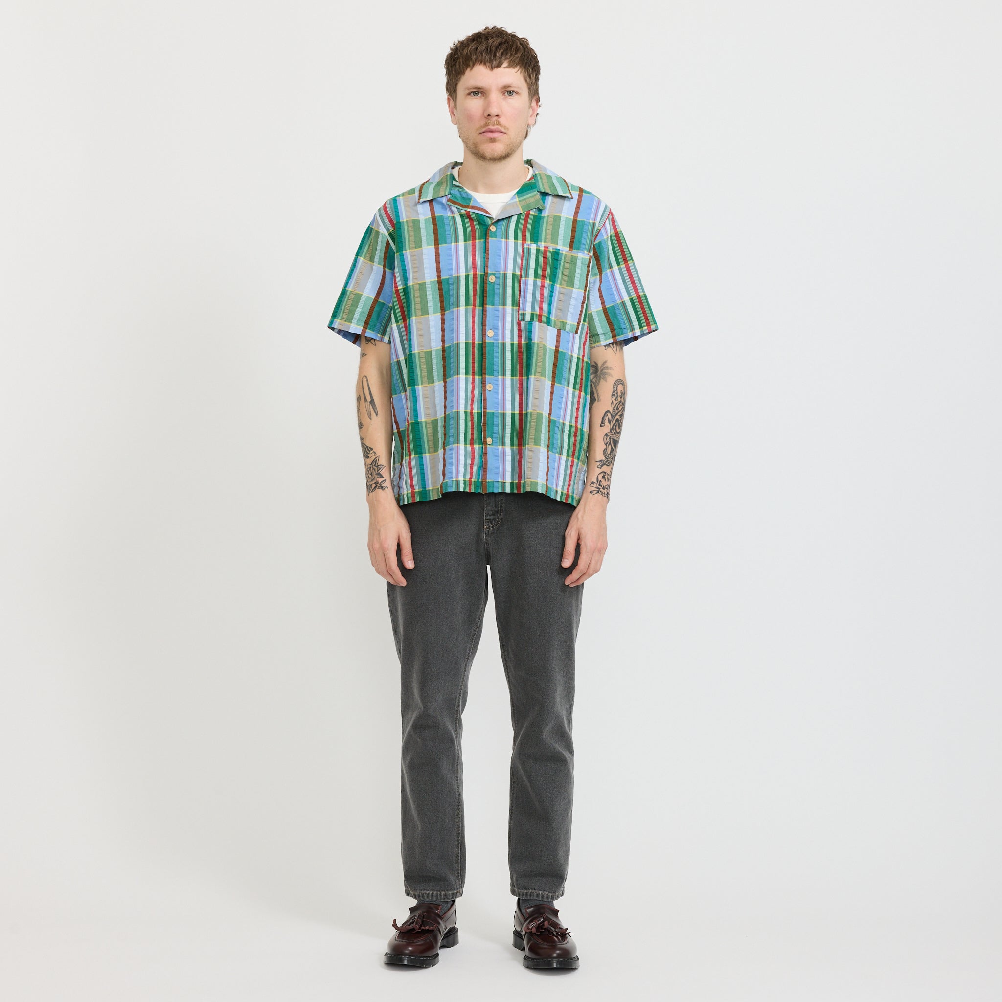 Relaxed Soft Collar Shirt Multi Check