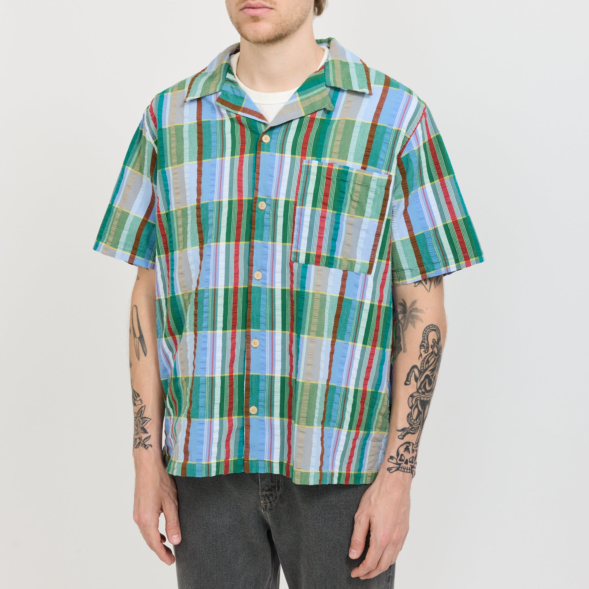 Relaxed Soft Collar Shirt Multi Check