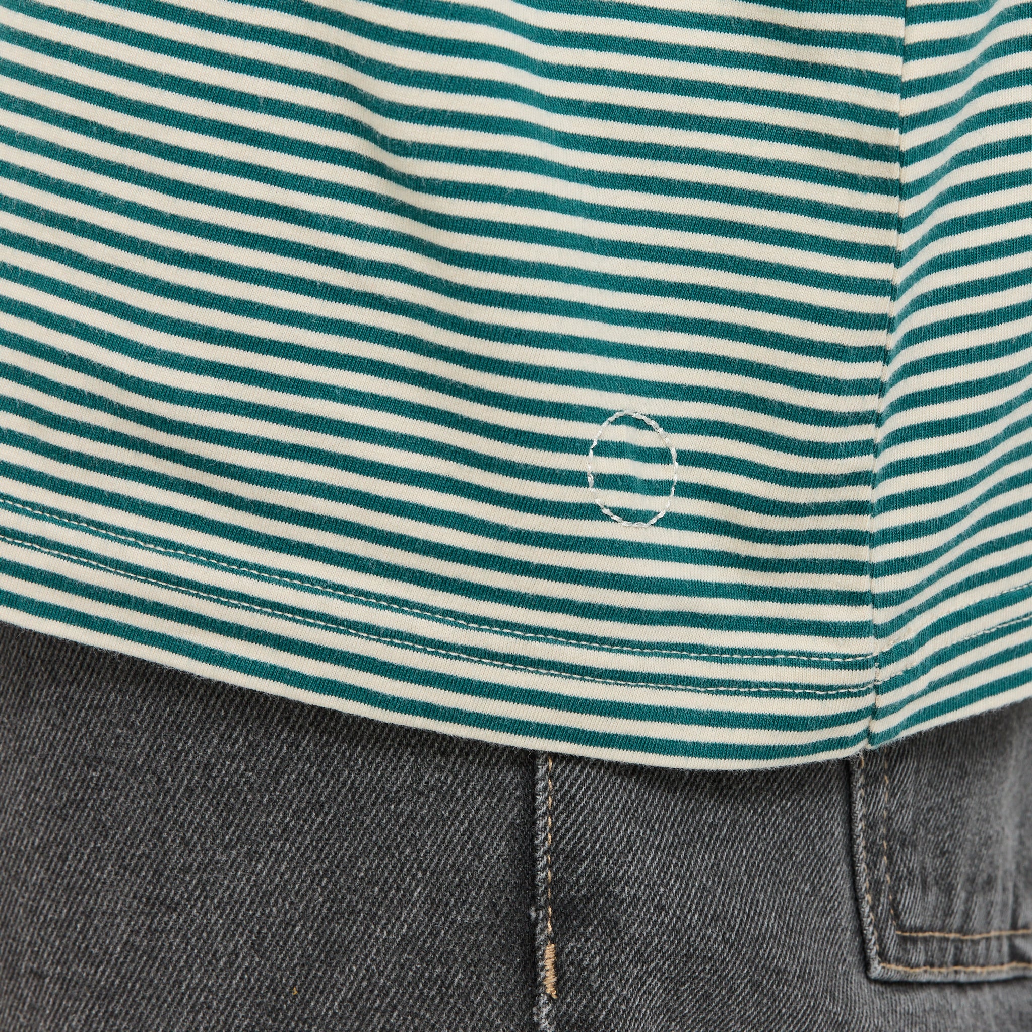 1X1 Stripe T-Shirt Pthalo Green / Ecru