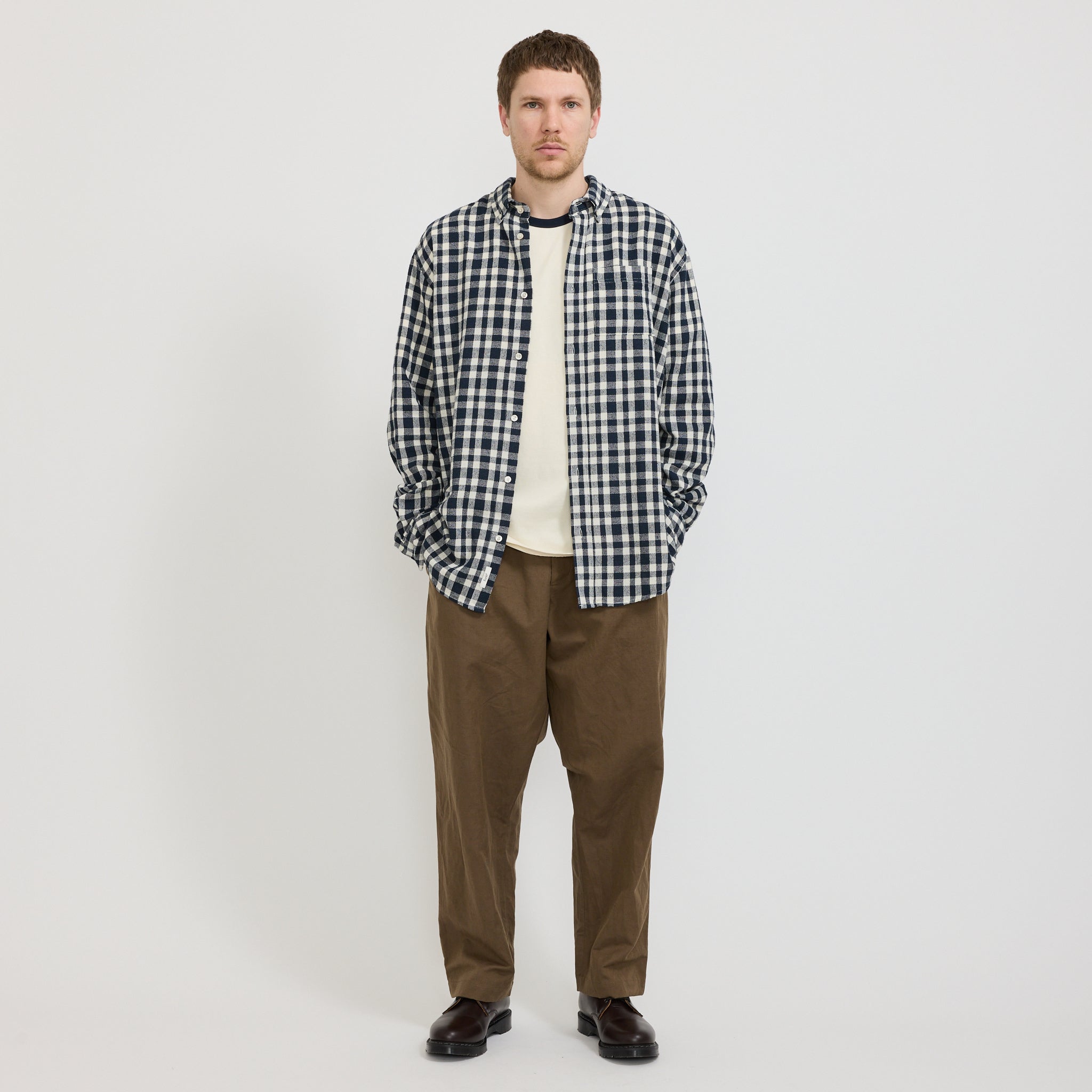 Foret | Creek Boucle Check Shirt Navy/Cloud | Maplestore
