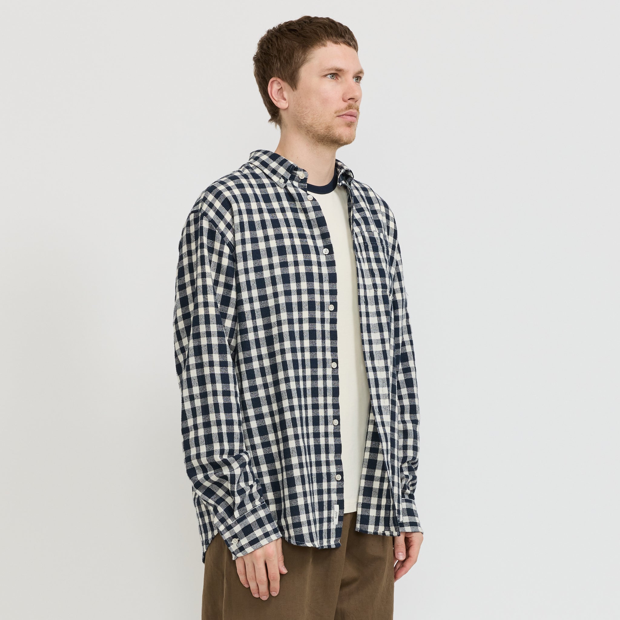 Foret | Creek Boucle Check Shirt Navy/Cloud | Maplestore