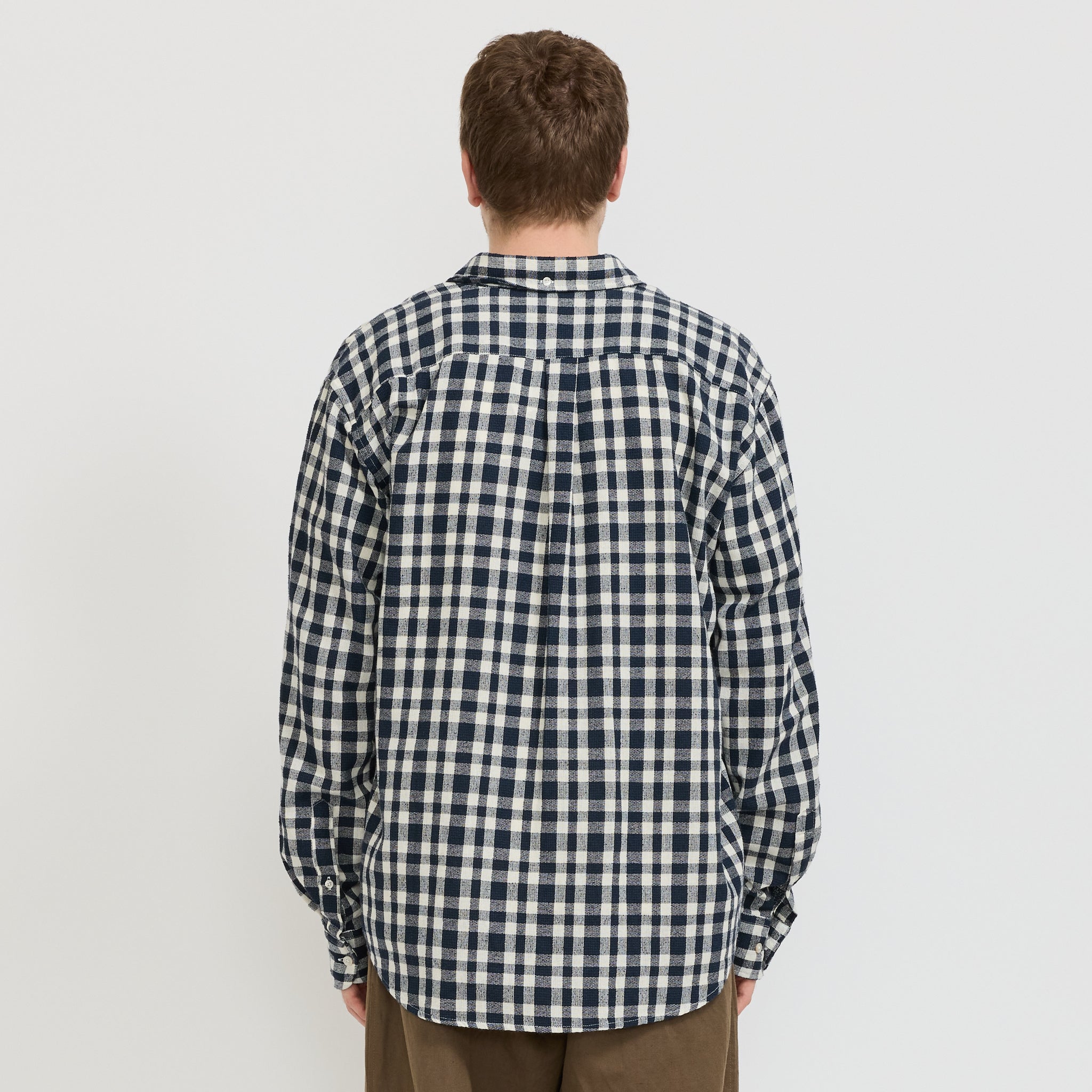 Foret | Creek Boucle Check Shirt Navy/Cloud | Maplestore