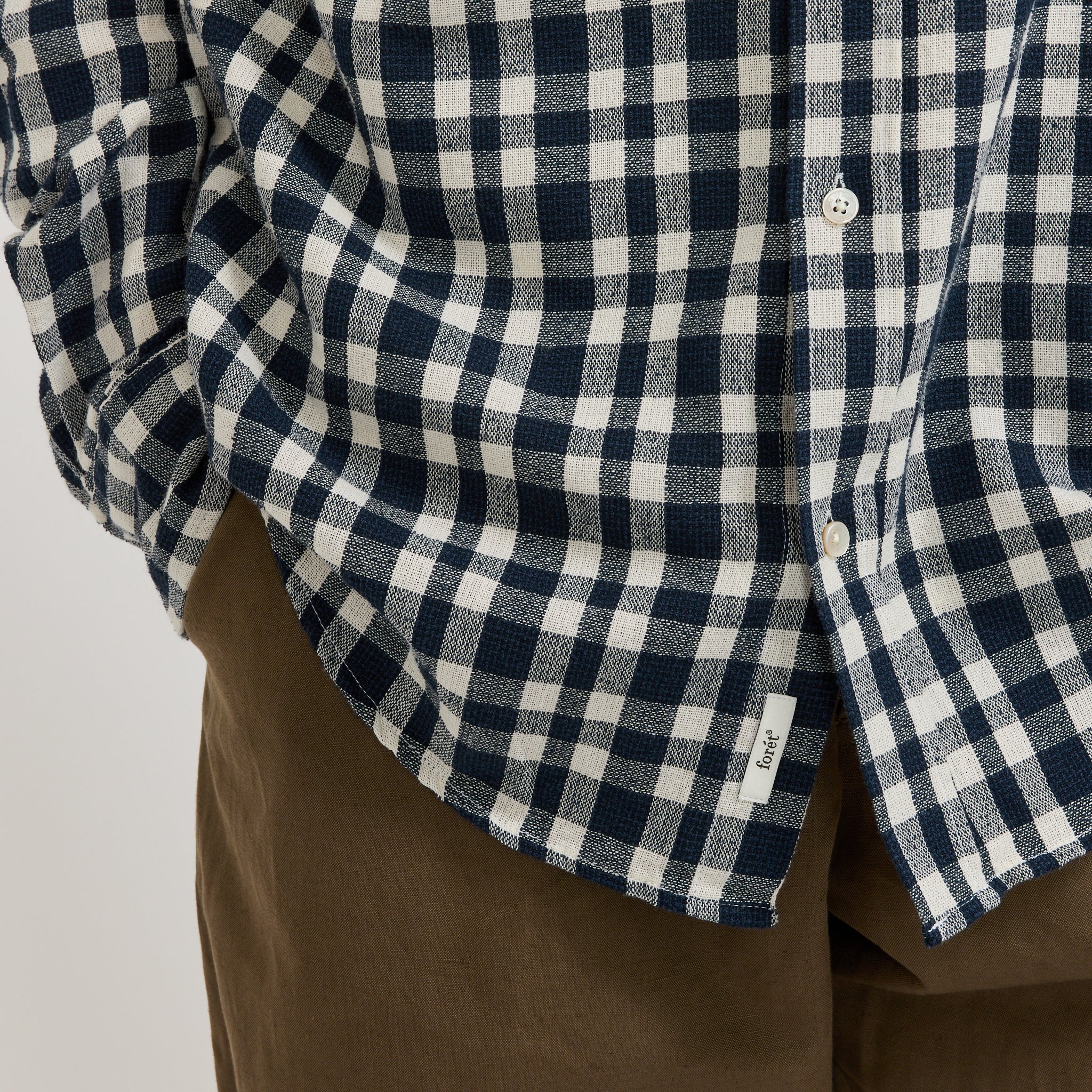 Foret | Creek Boucle Check Shirt Navy/Cloud | Maplestore