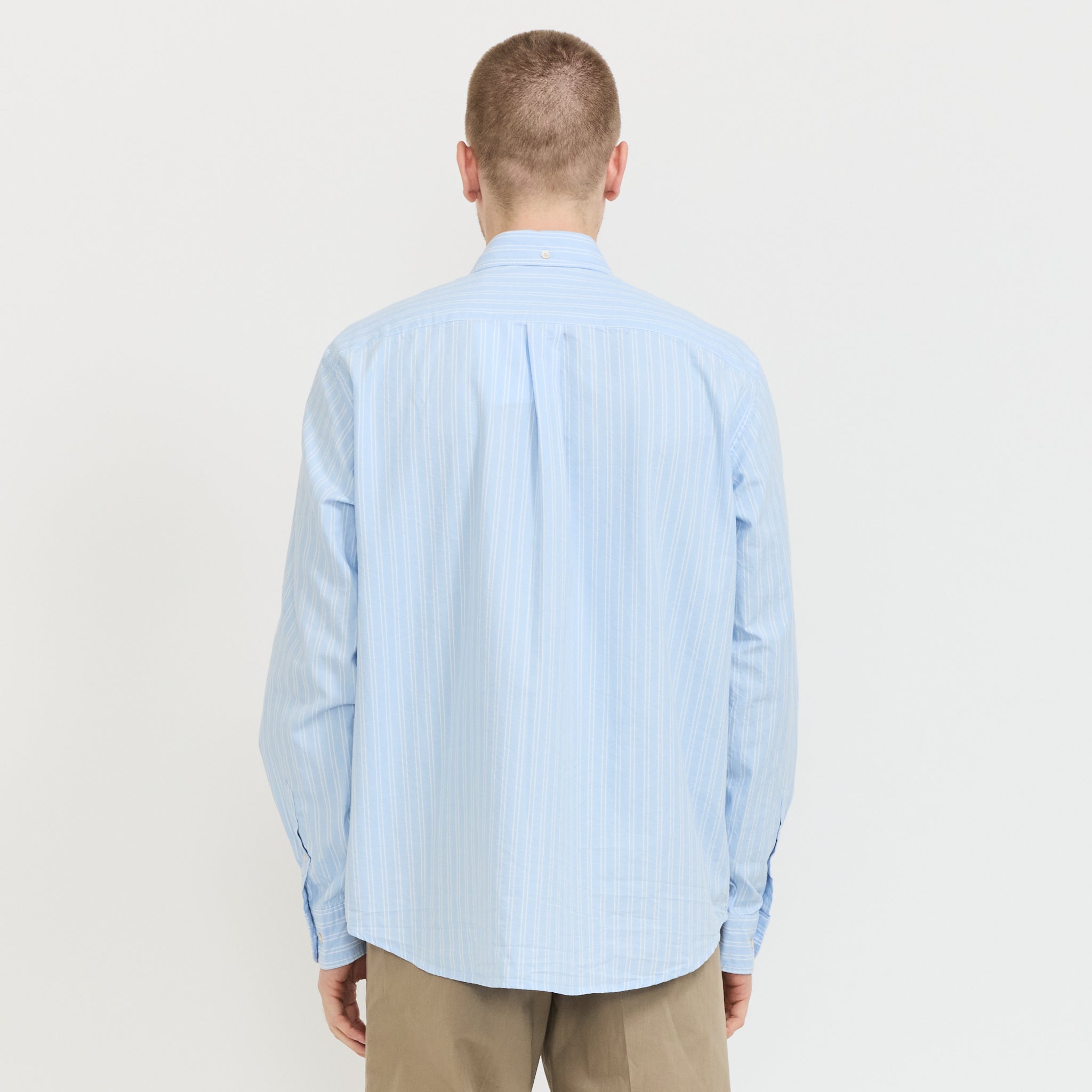 Foret | Flag Regular Fit Oxford Shirt Light Blue Stripe | Maplestore