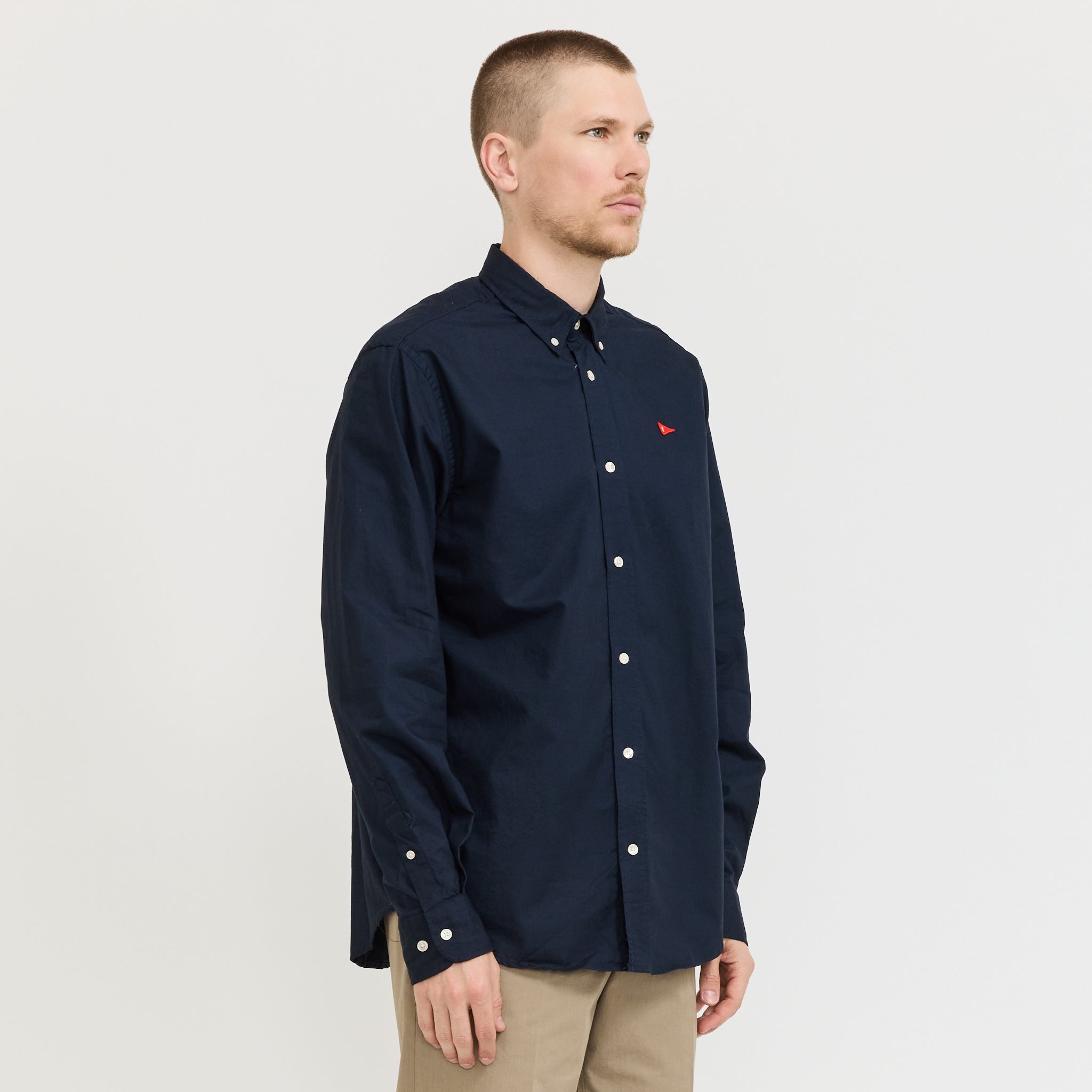 Foret | Flag Regular Fit Oxford Shirt Navy | Maplestore