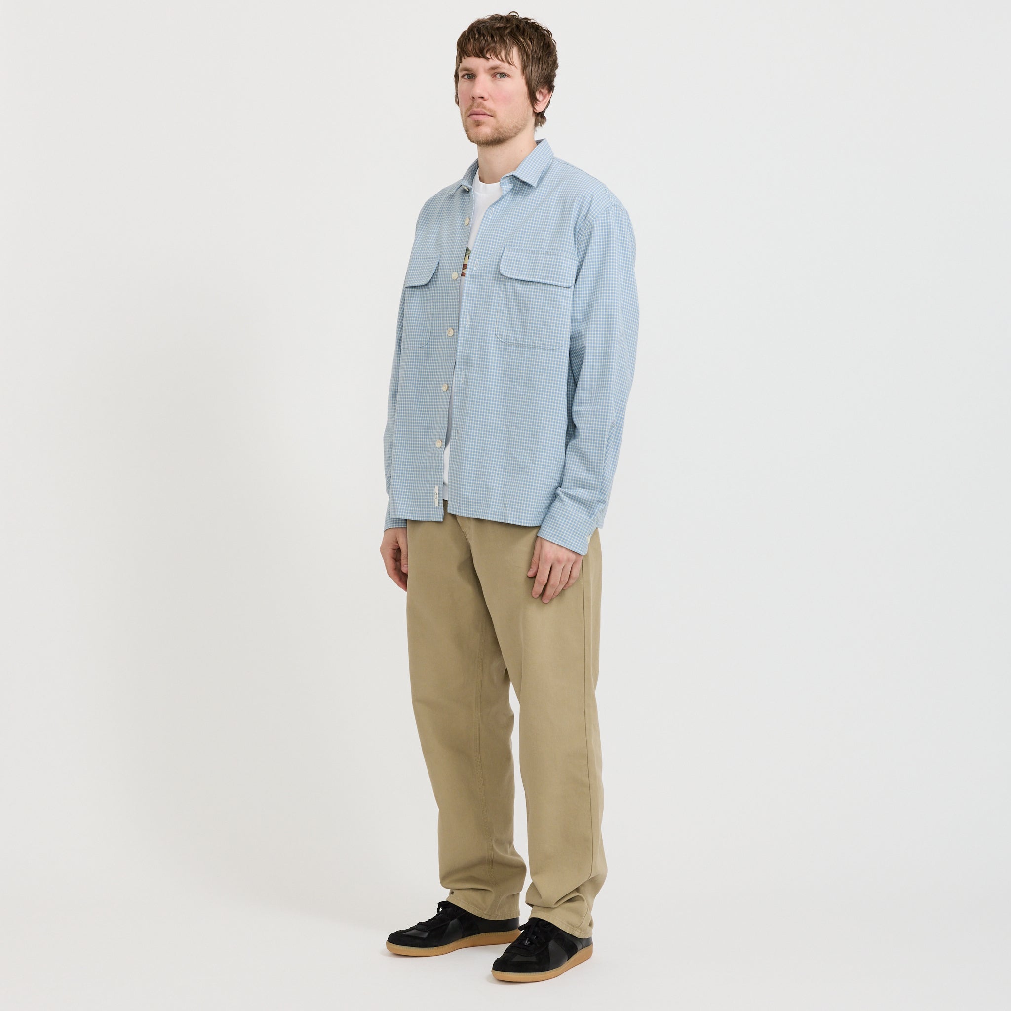 Lunar Relaxed Fit Textured Overshirt Light Blue Check