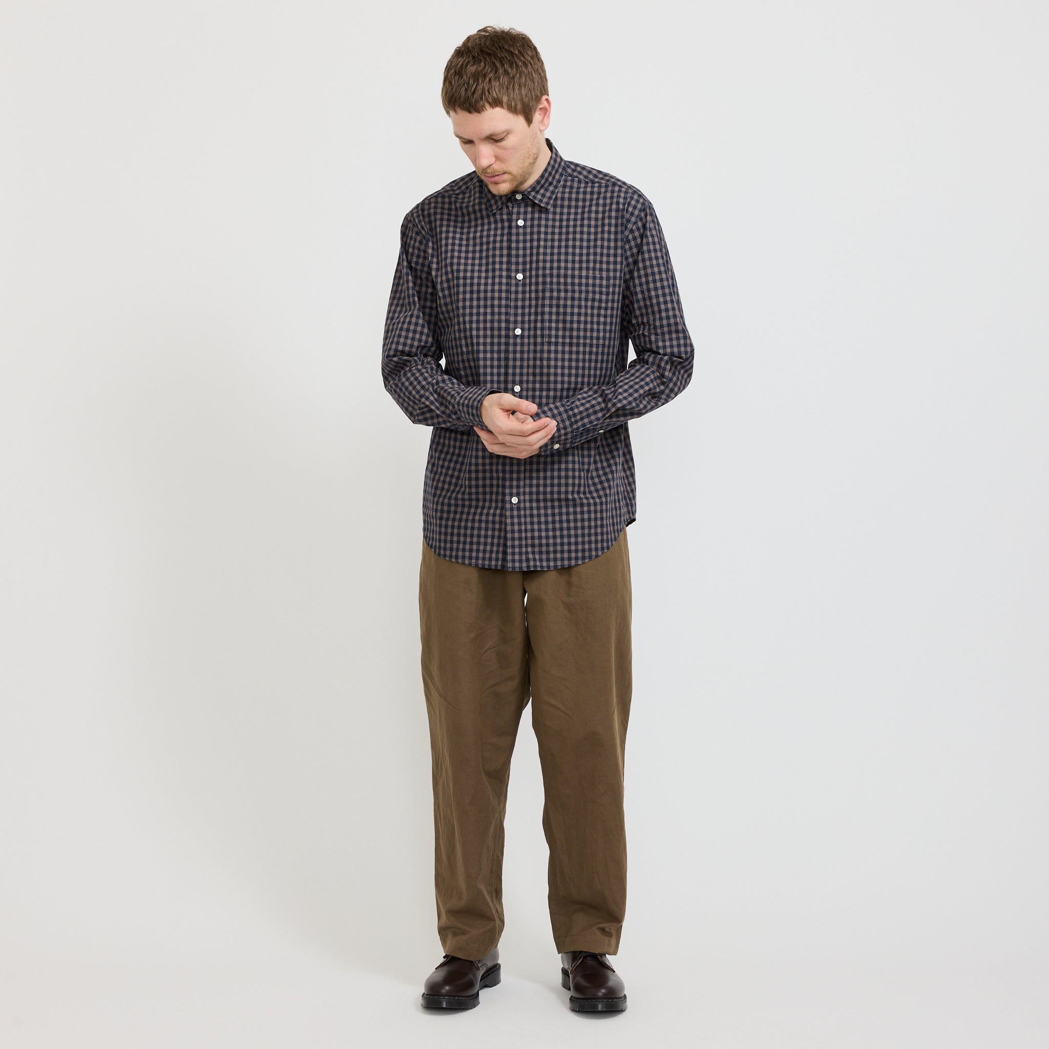 Foret | Maple Poplin Shirt Navy/Red | Maplestore