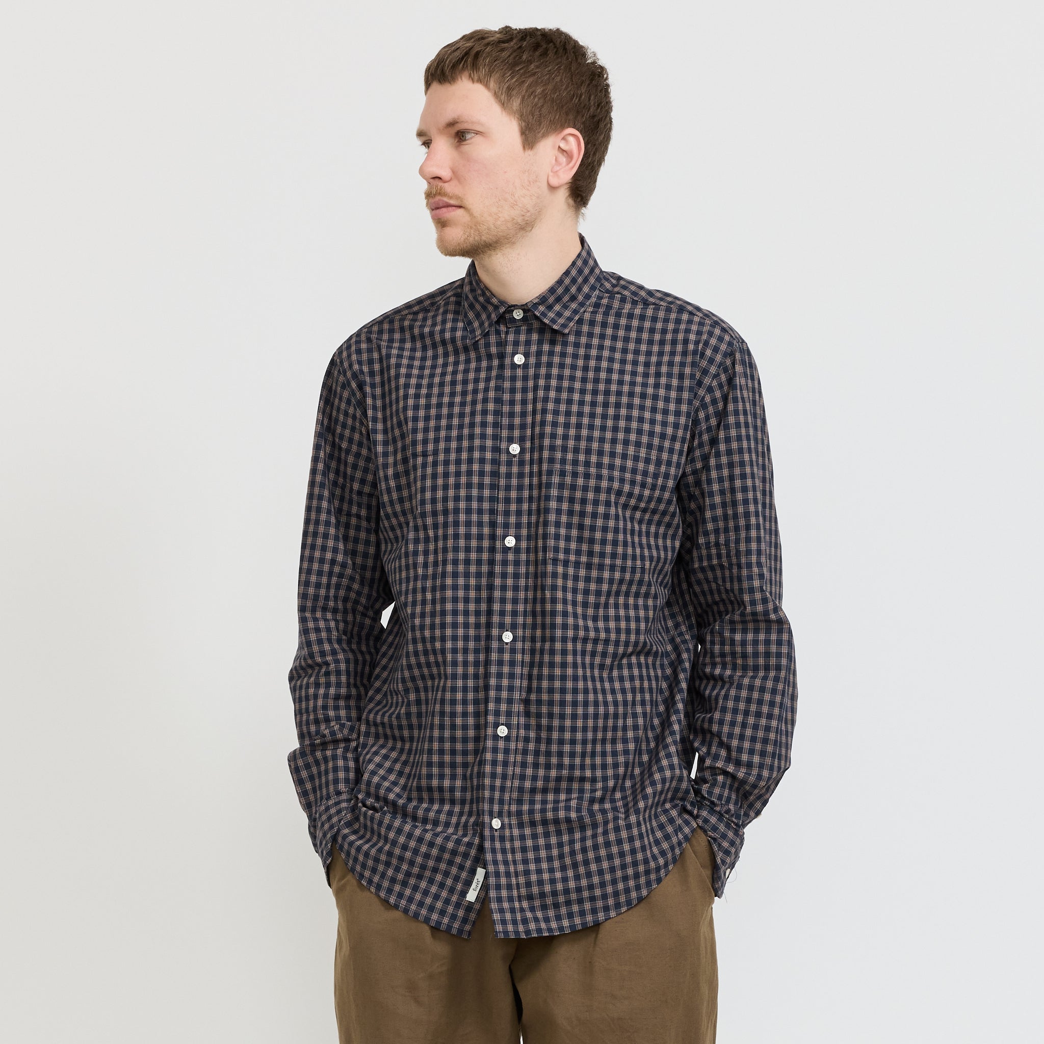Foret | Maple Poplin Shirt Navy/Red | Maplestore