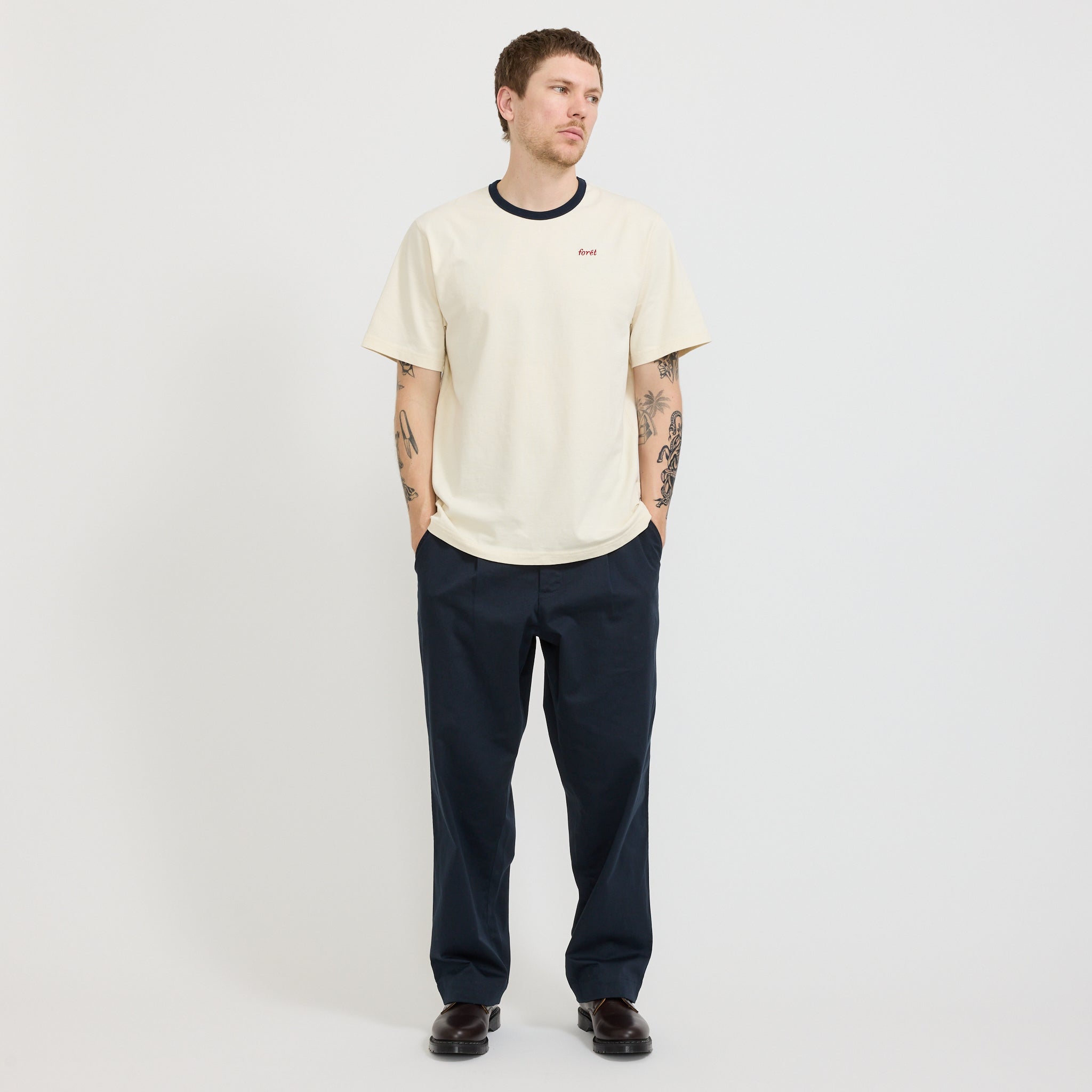 Foret | Ray T-Shirt Cloud/Navy | Maplestore