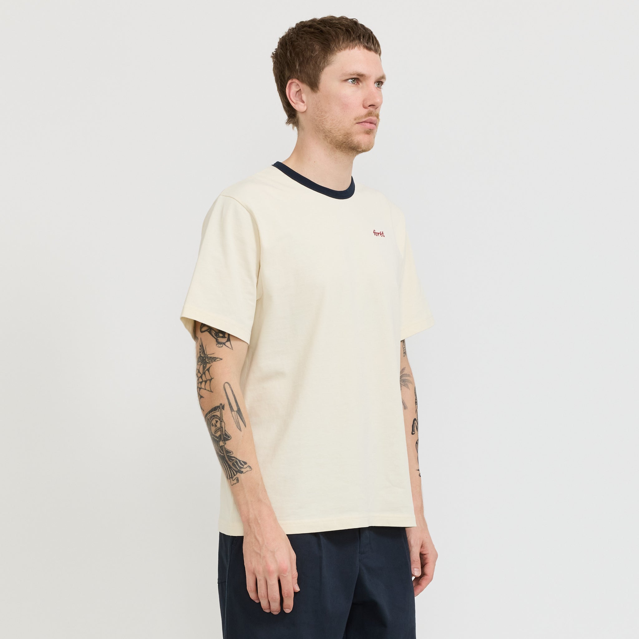 Foret | Ray T-Shirt Cloud/Navy | Maplestore