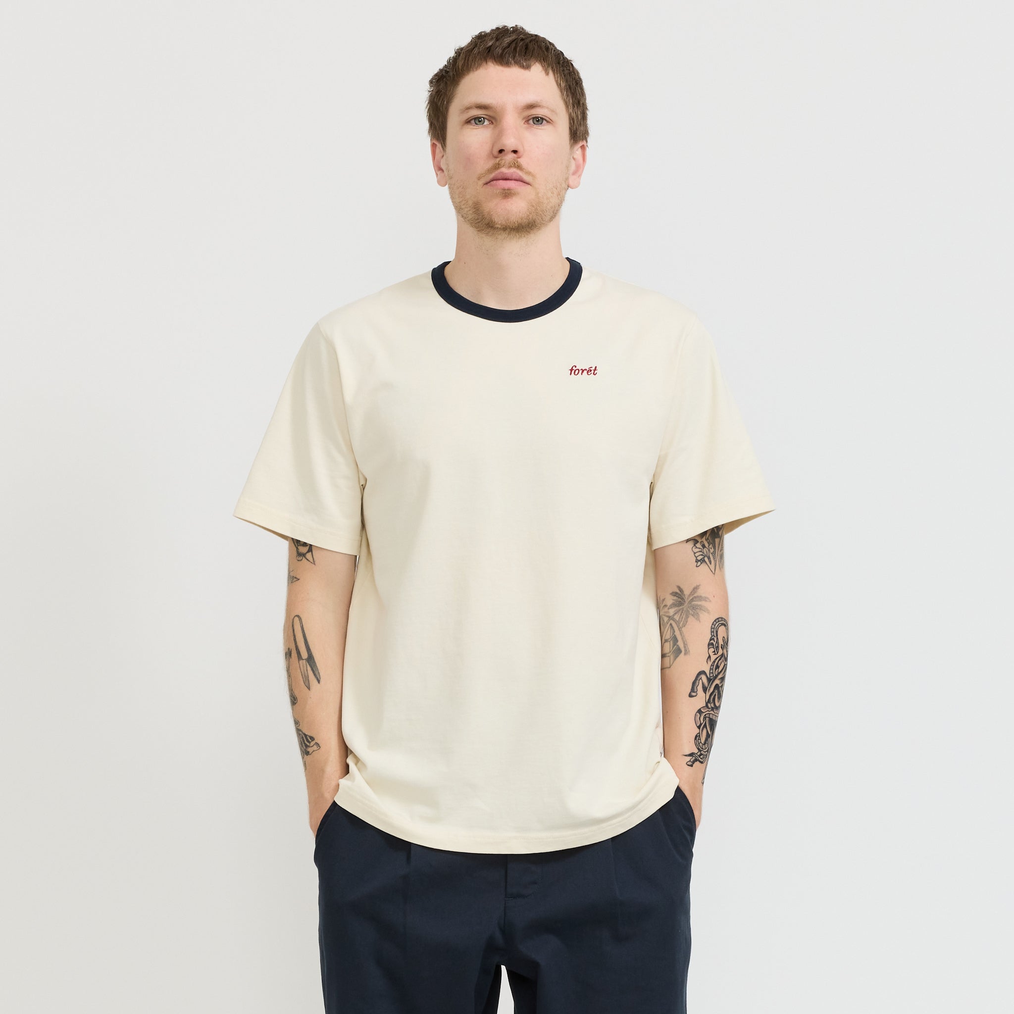 Foret | Ray T-Shirt Cloud/Navy | Maplestore