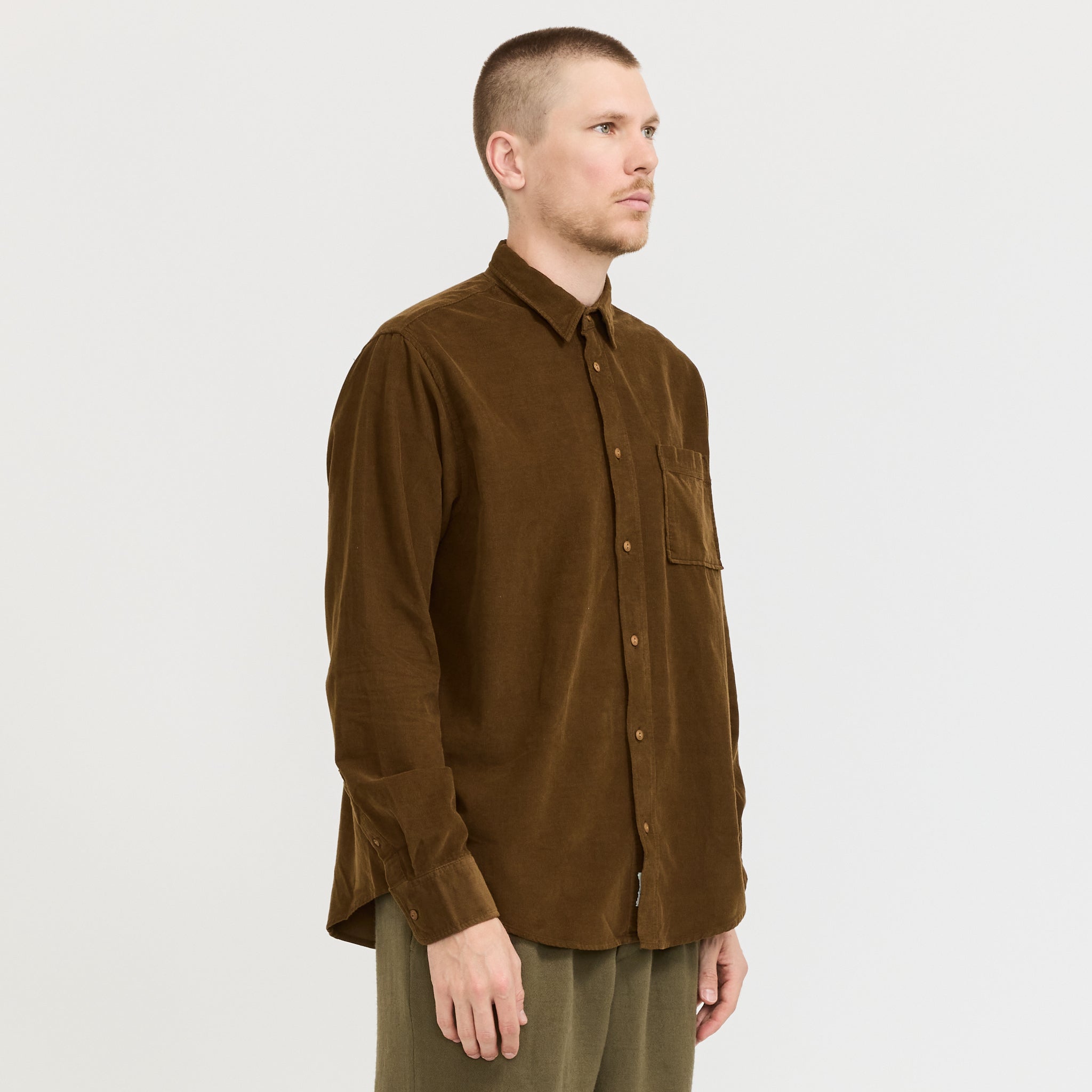 Foret | River Corduroy Shirt Burnt Khaki | Maplestore