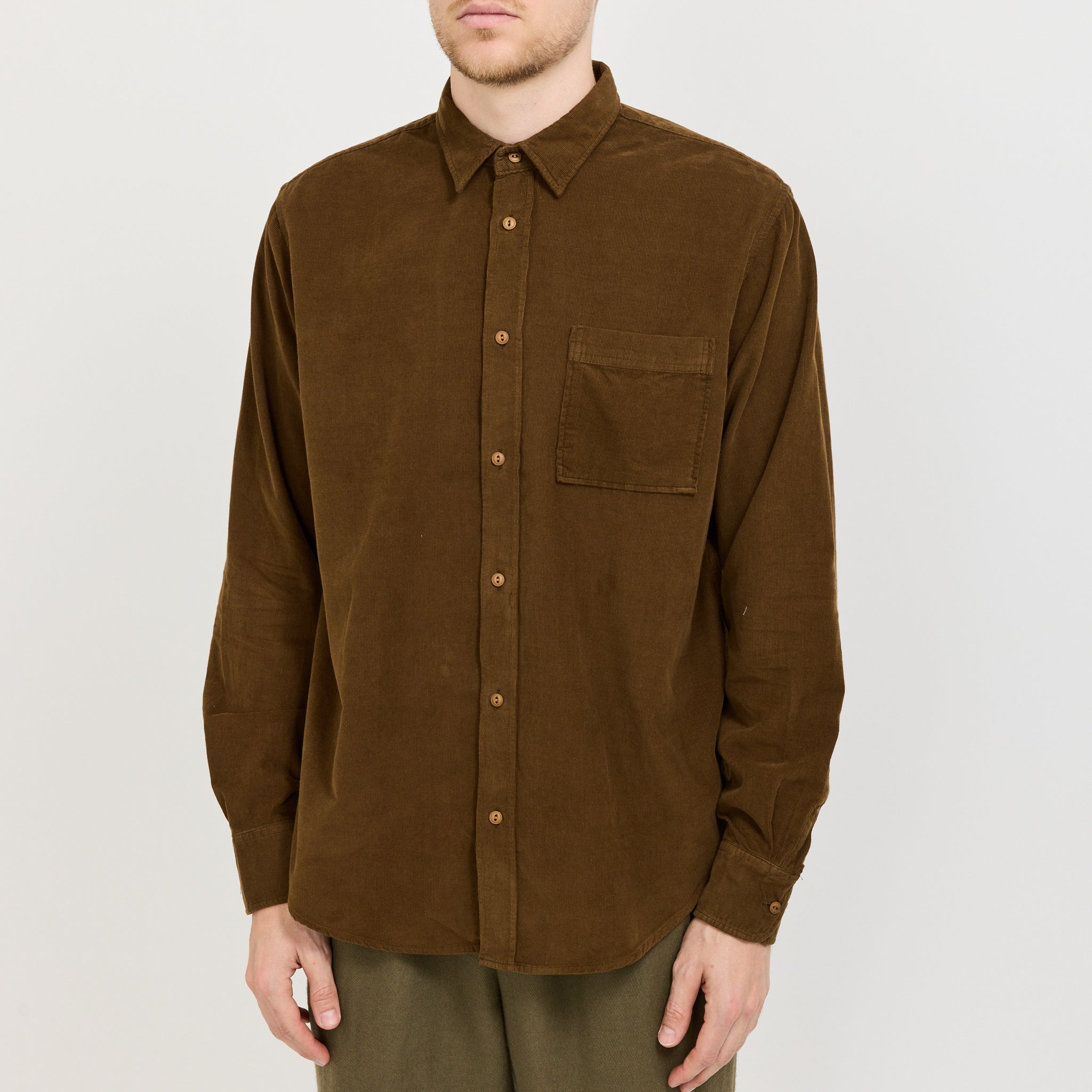 Foret | River Corduroy Shirt Burnt Khaki | Maplestore
