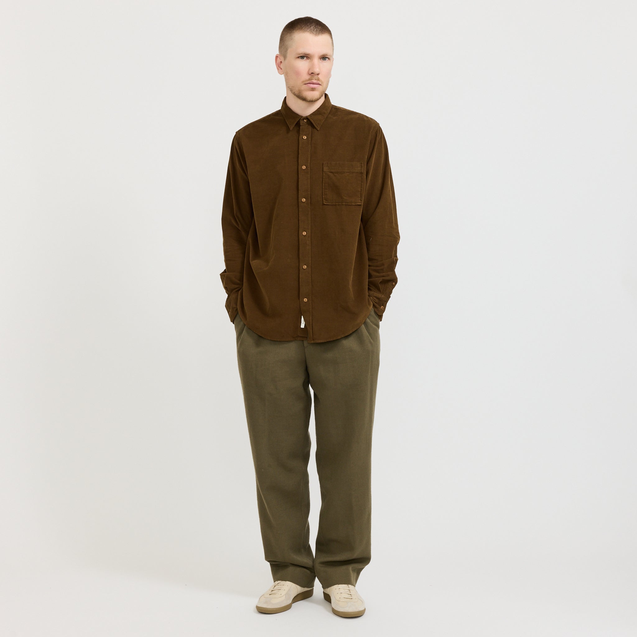 Foret | River Corduroy Shirt Burnt Khaki | Maplestore