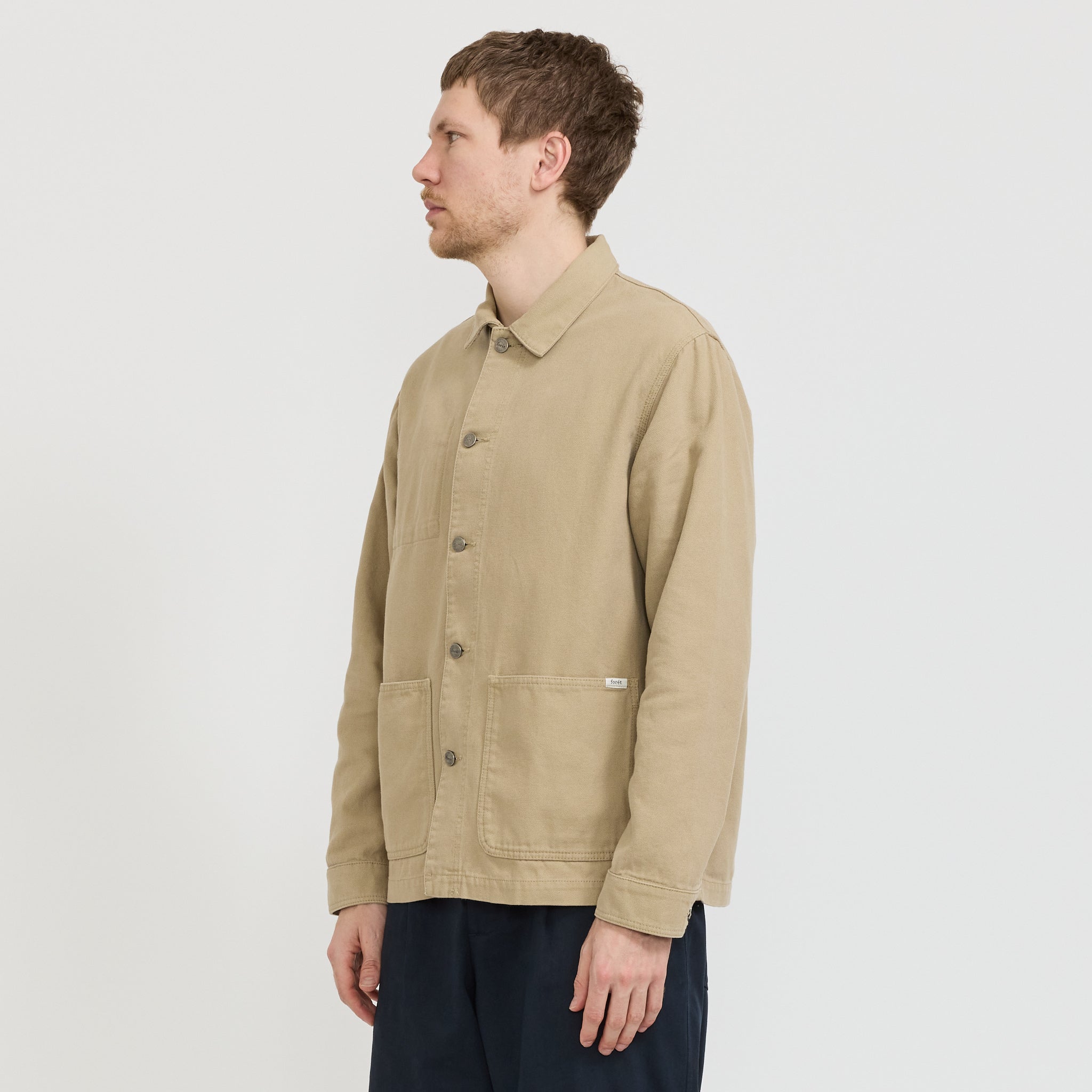 Foret | Wood Embroidery Overshirt Khaki | Maplestore