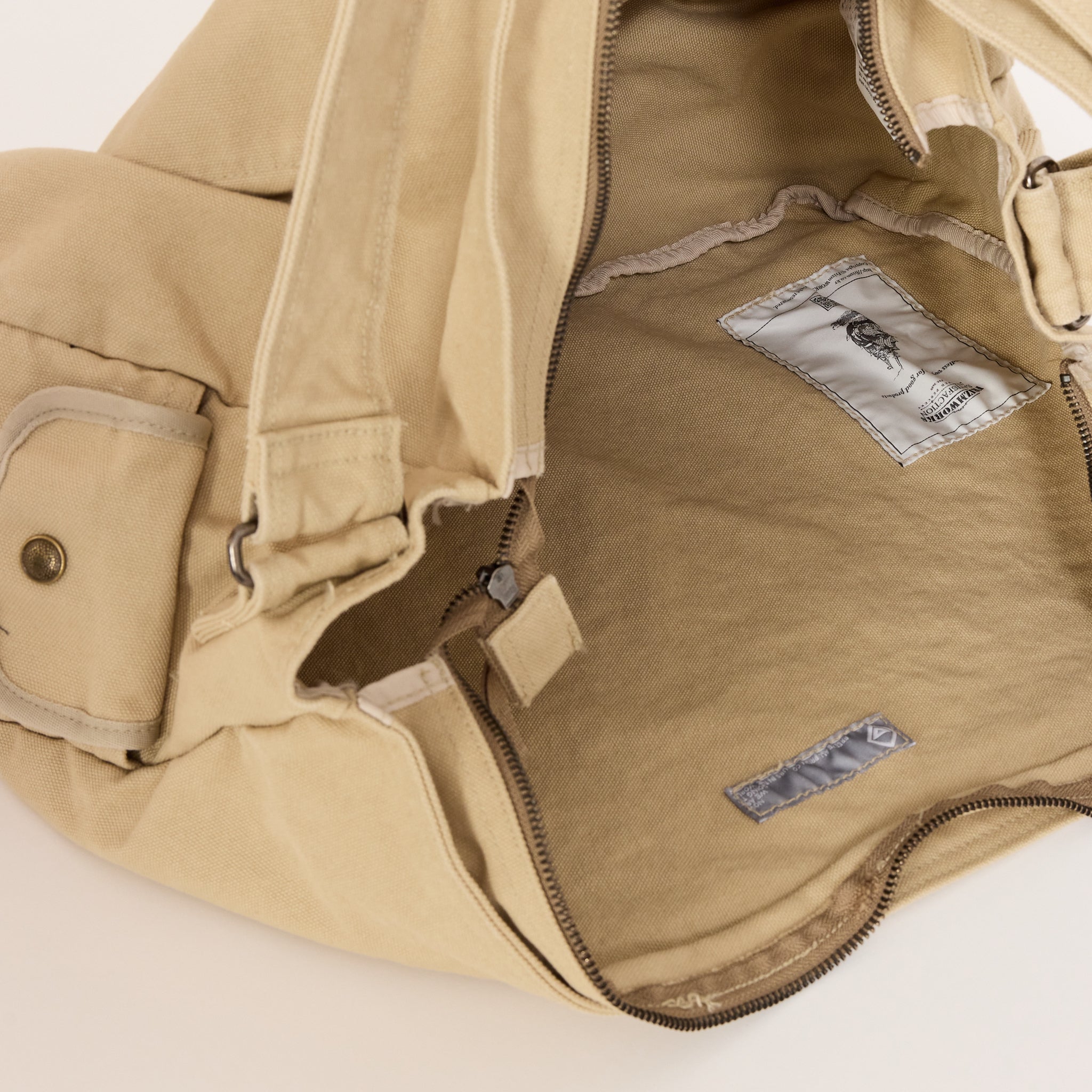 Heavy Canvas Shoulder Bag Beige
