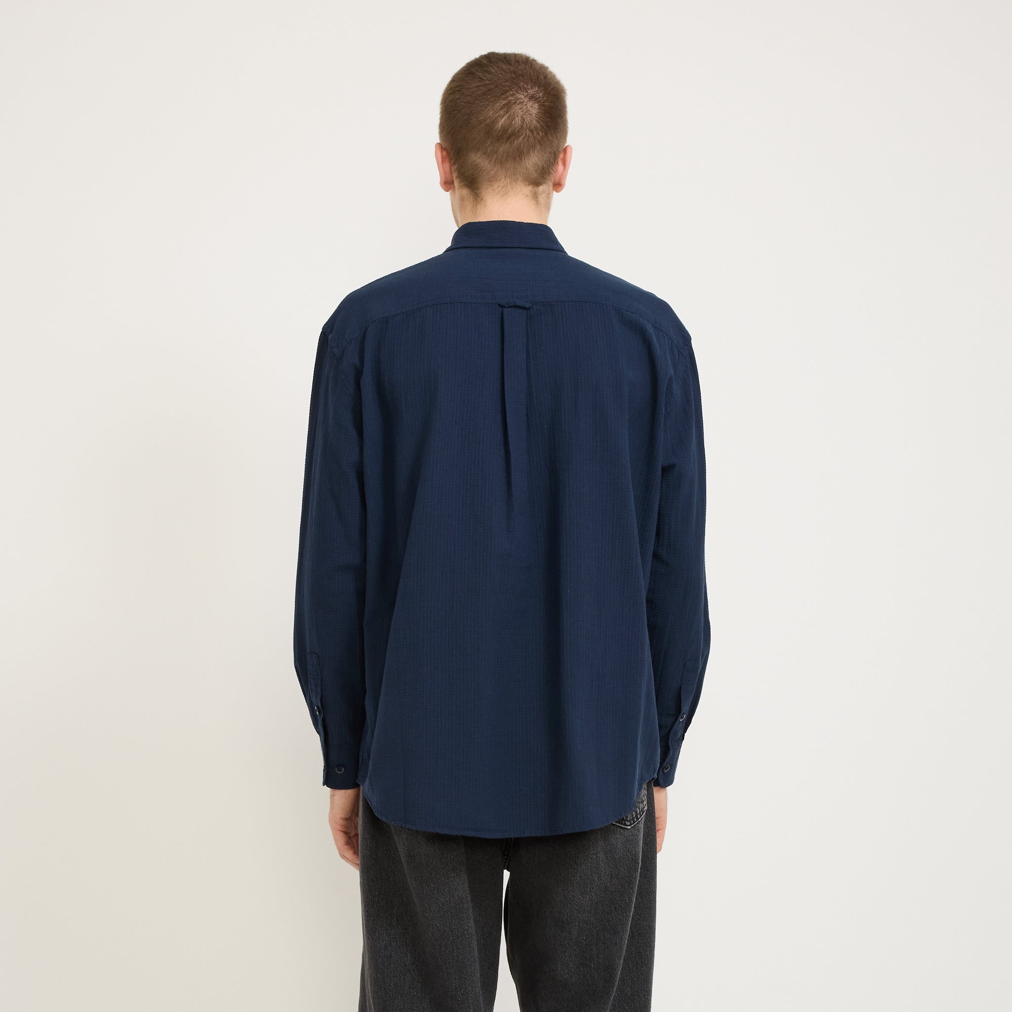 Frizmworks | OG Dobby Weave Seersucker Shirt Navy | Maplestore