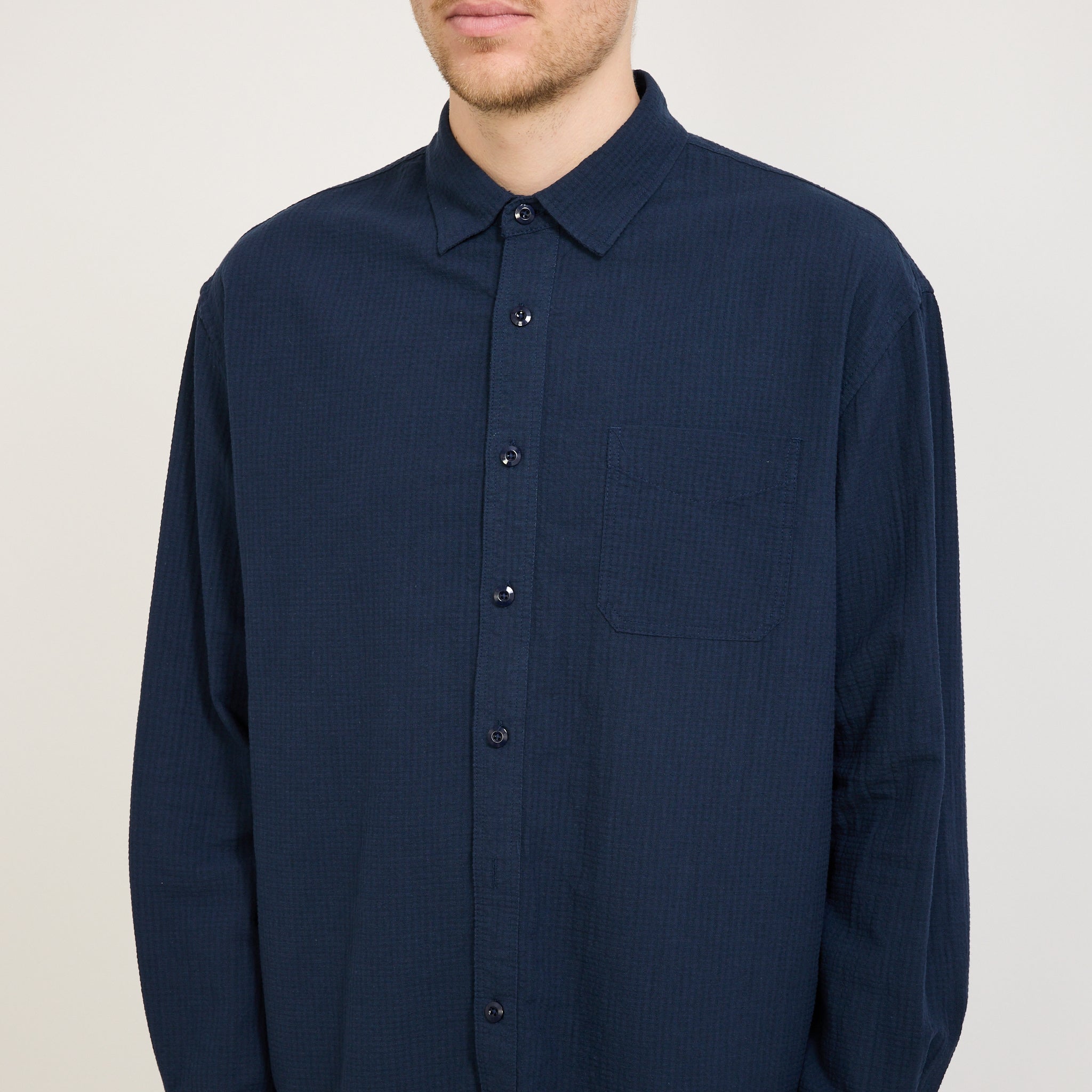 Frizmworks | OG Dobby Weave Seersucker Shirt Navy | Maplestore