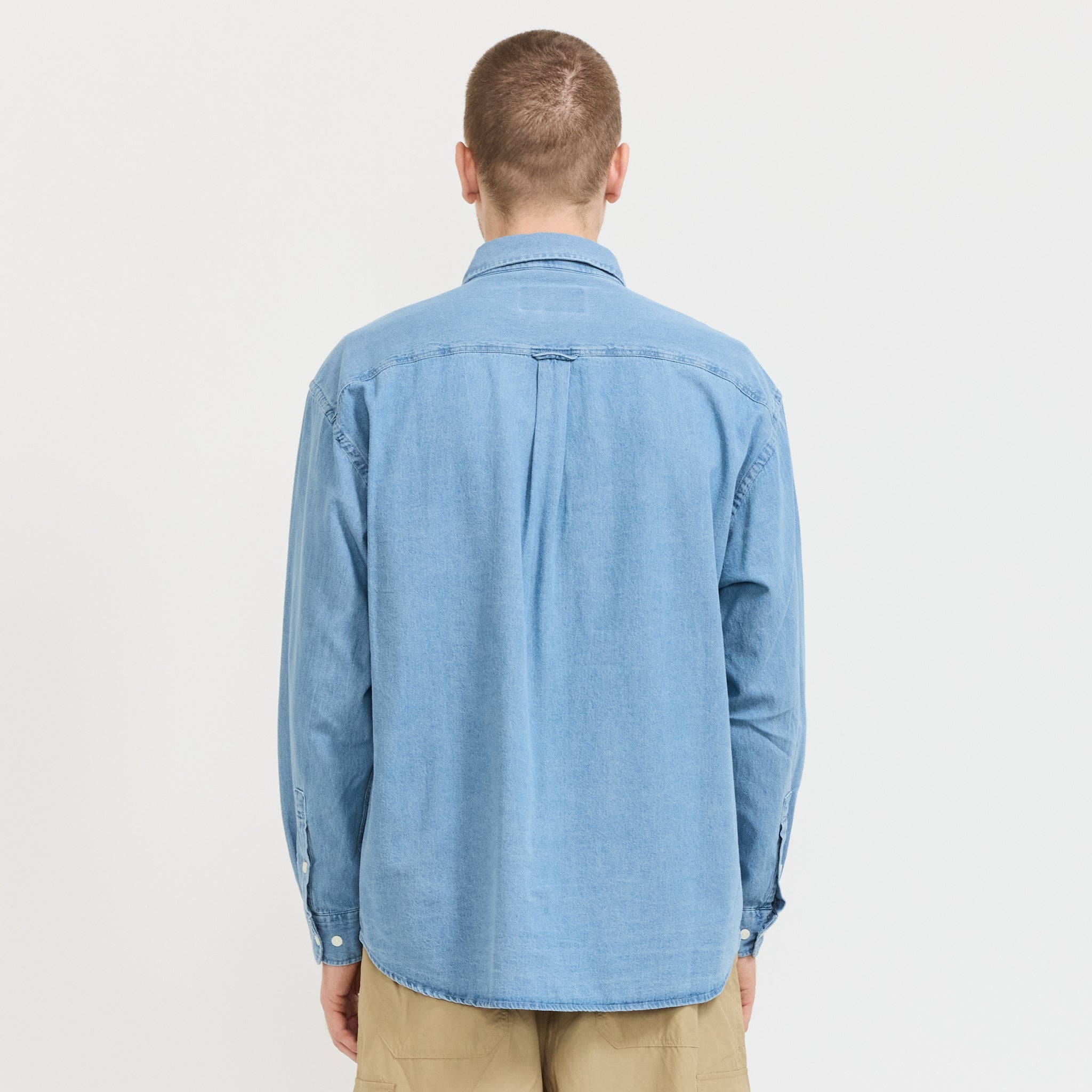 Bleach Denim Utility Shirt Mid Blue