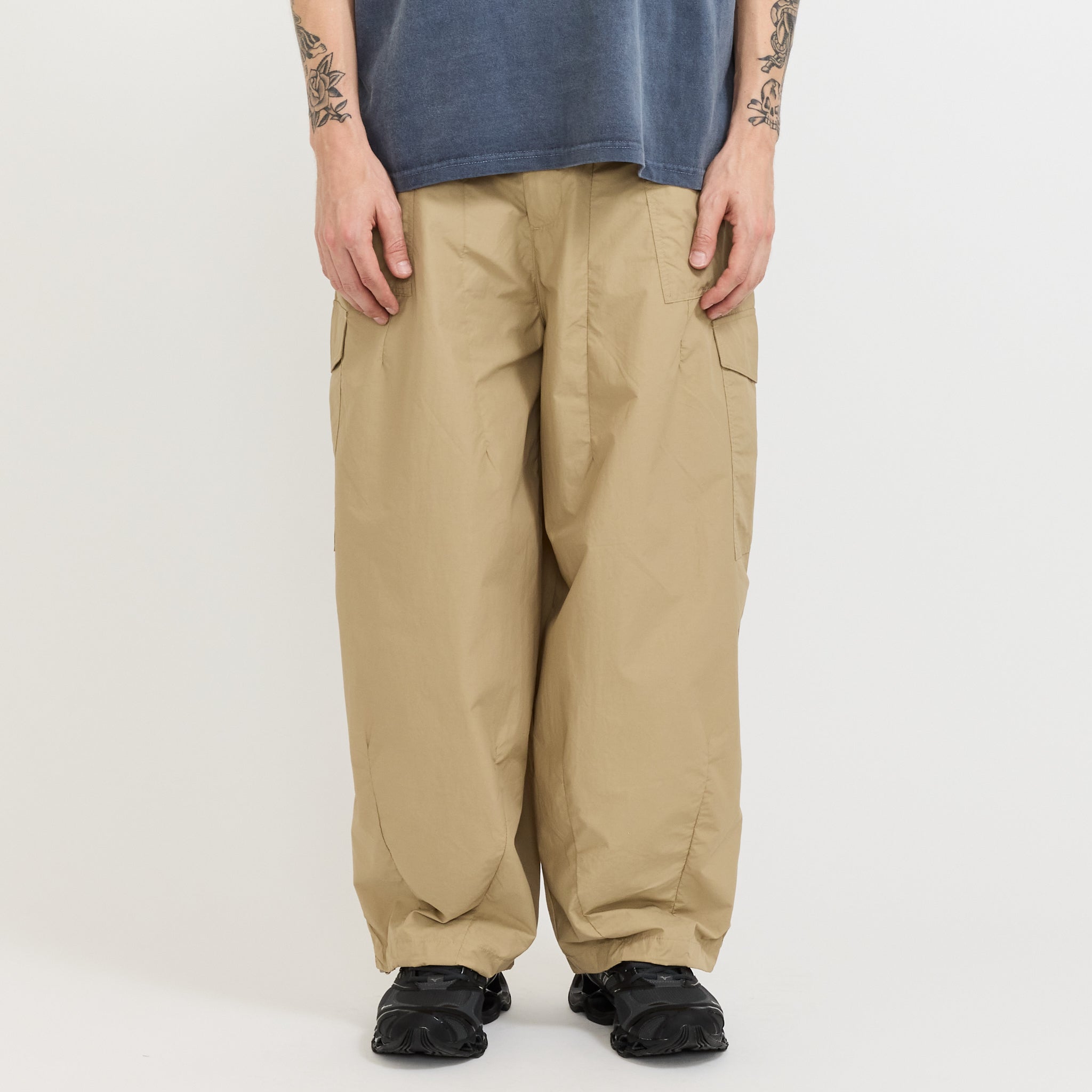 Nylon Cargo Balloon Pants Beige