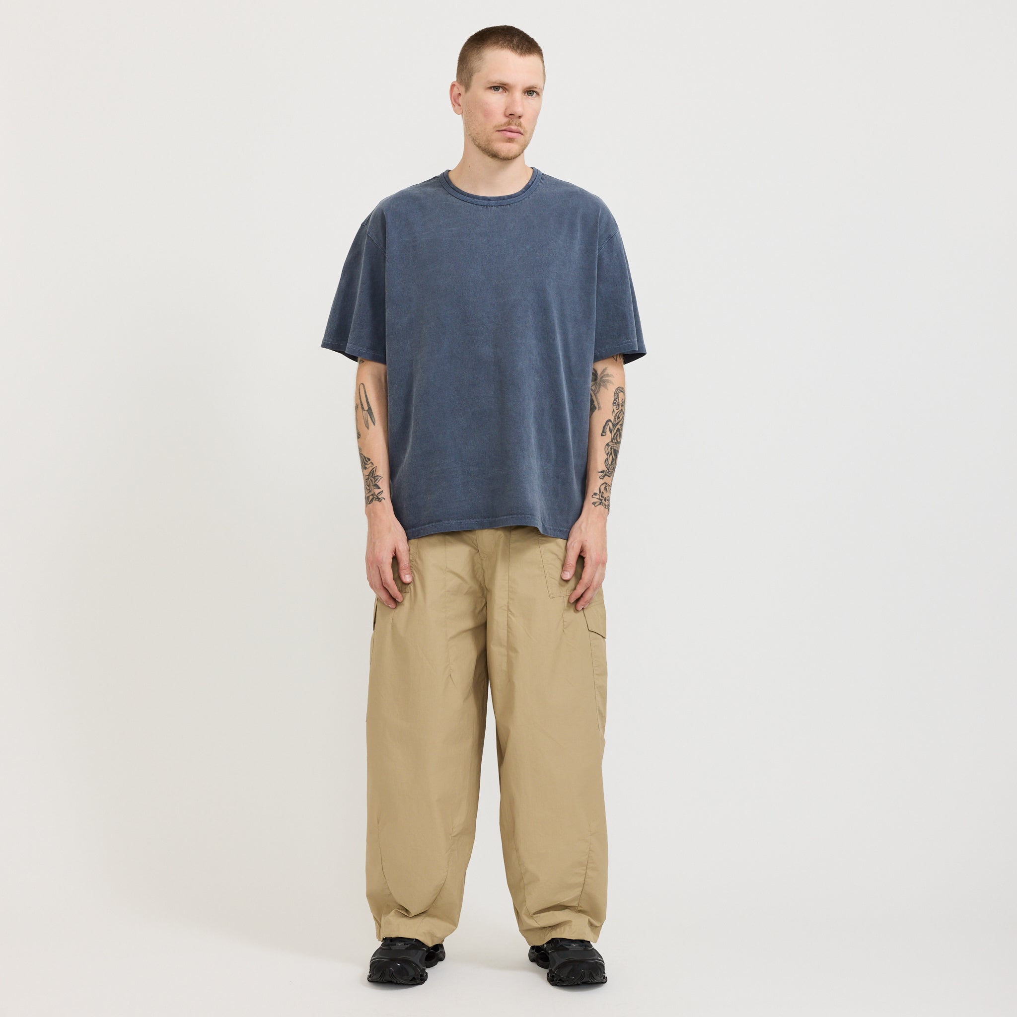 Nylon Cargo Balloon Pants Beige