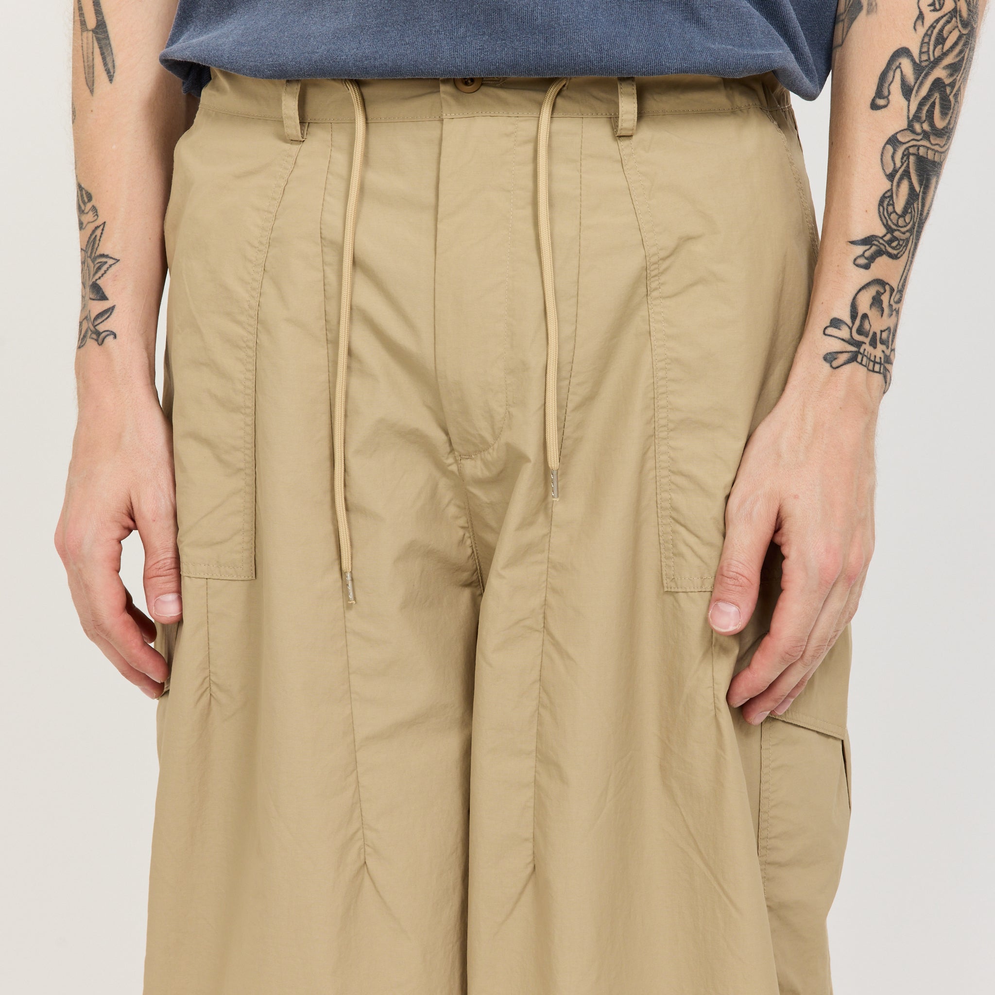 Nylon Cargo Balloon Pants Beige