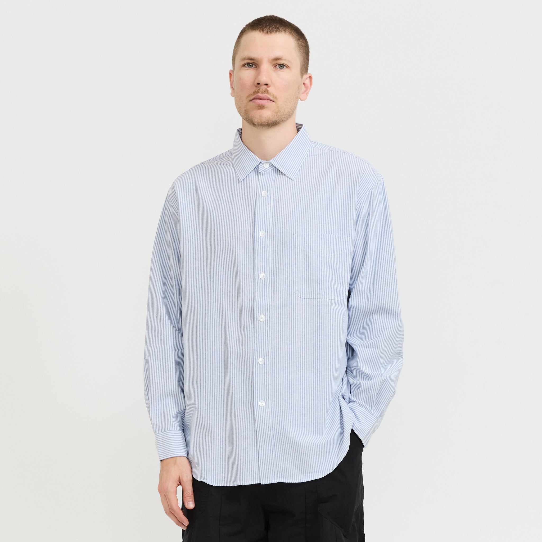 Frizmworks | OG Stripe Oversized Shirt Blue | Maplestore