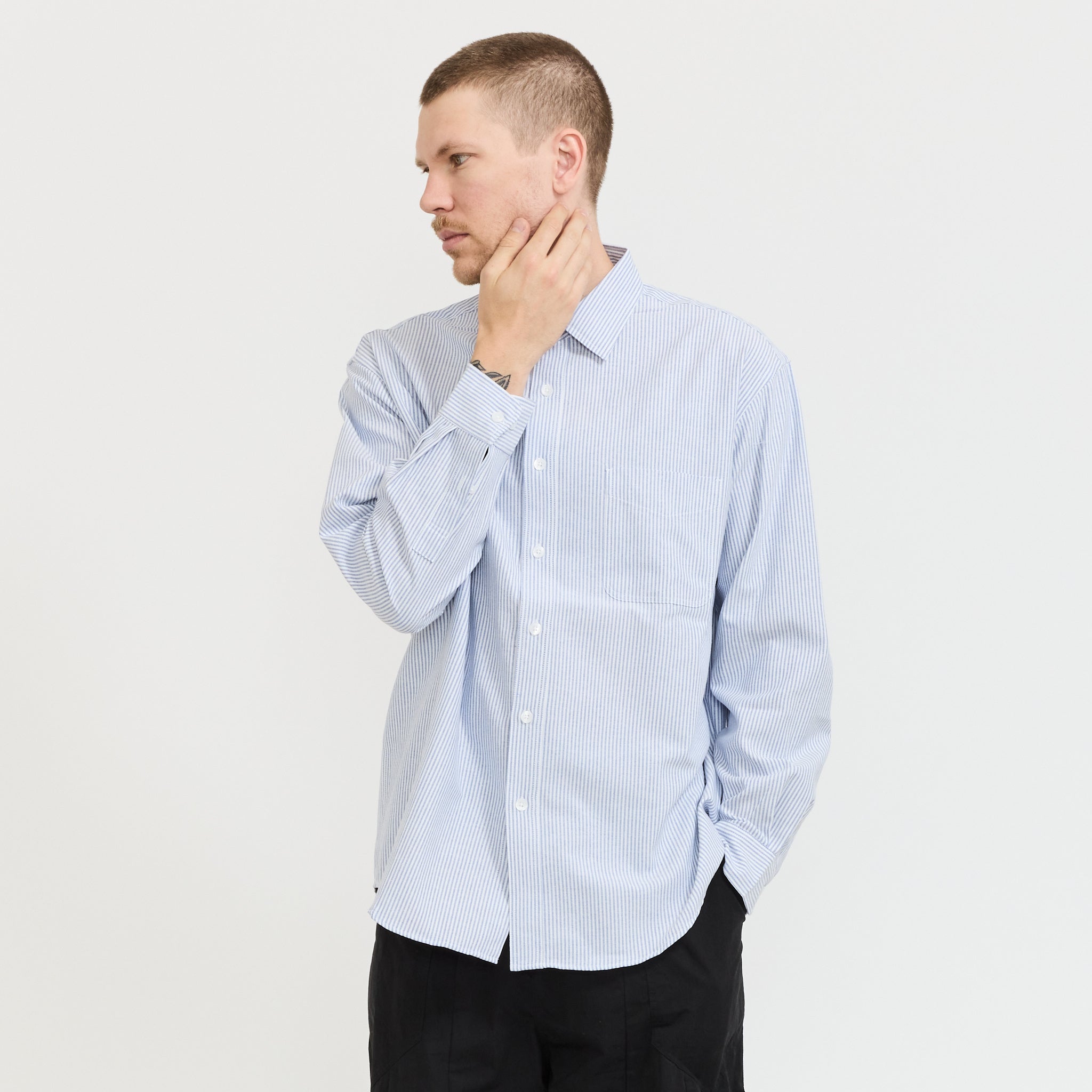 Frizmworks | OG Stripe Oversized Shirt Blue | Maplestore
