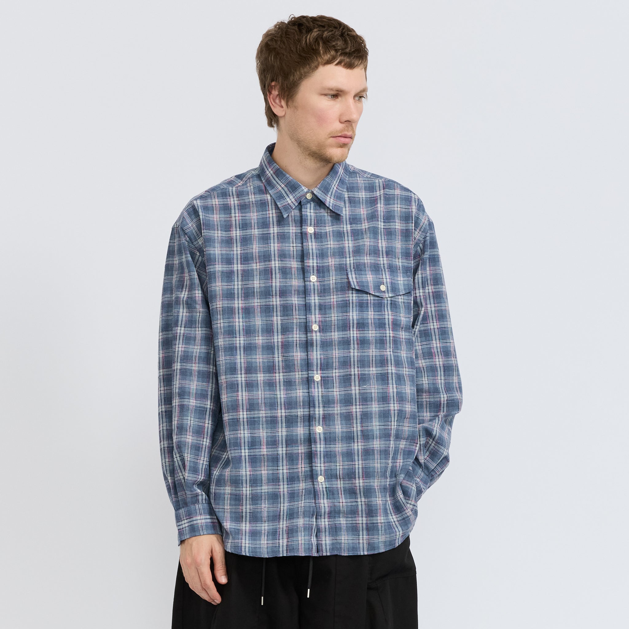 Frizmworks | Uneven Check Shirt Blue | Maplestore