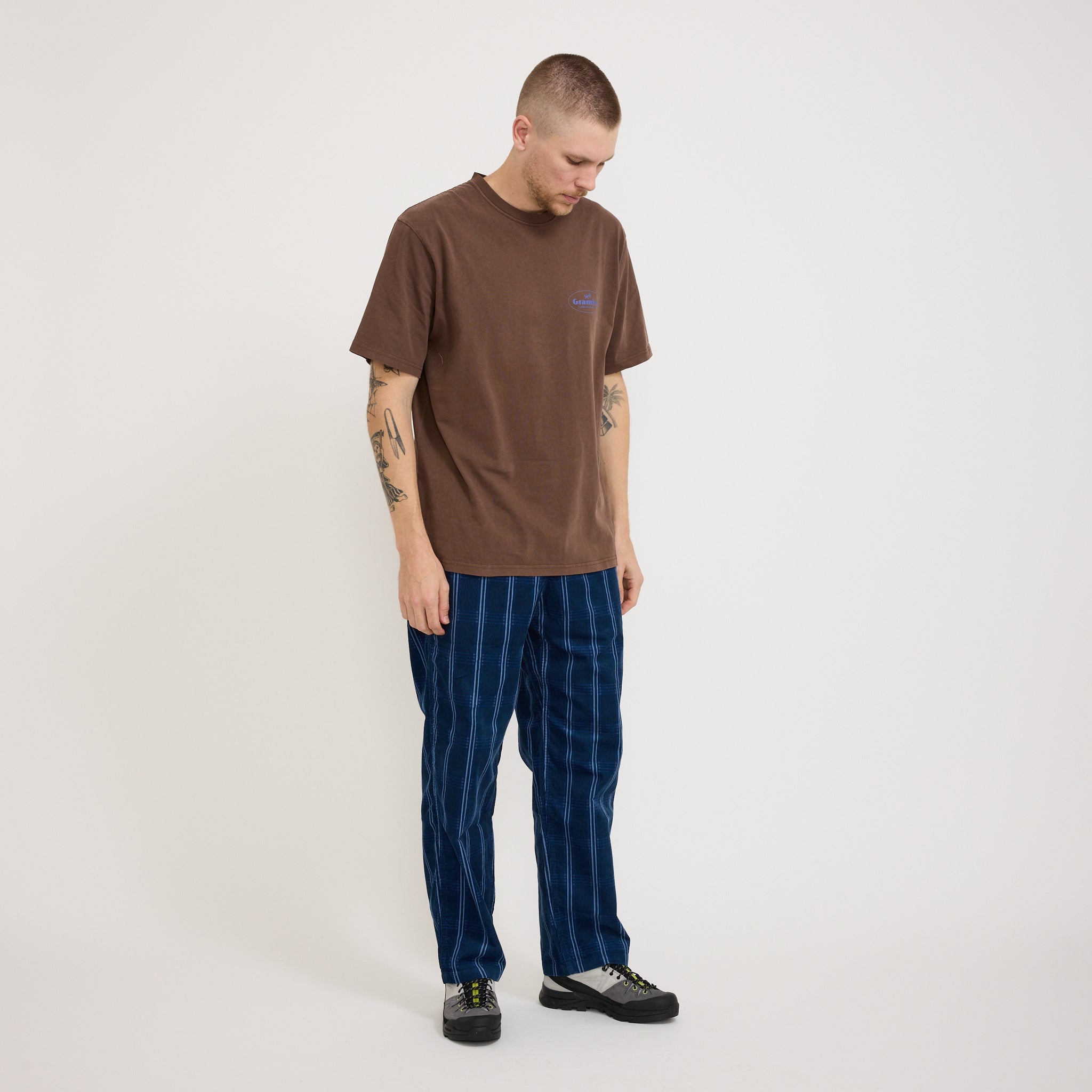 Gramicci | Corduroy Swell Pant Navy Check | Maplestore