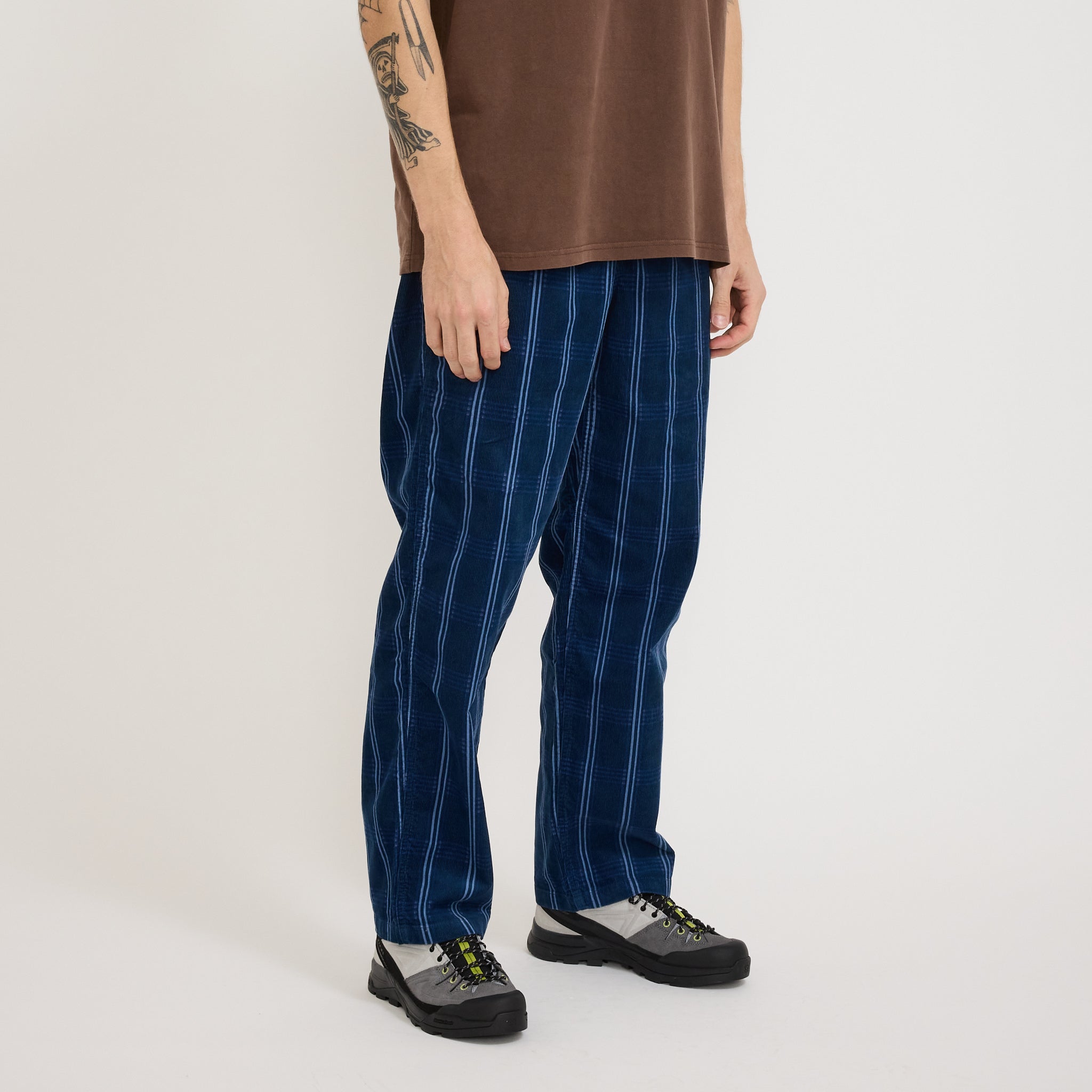 Gramicci | Corduroy Swell Pant Navy Check | Maplestore