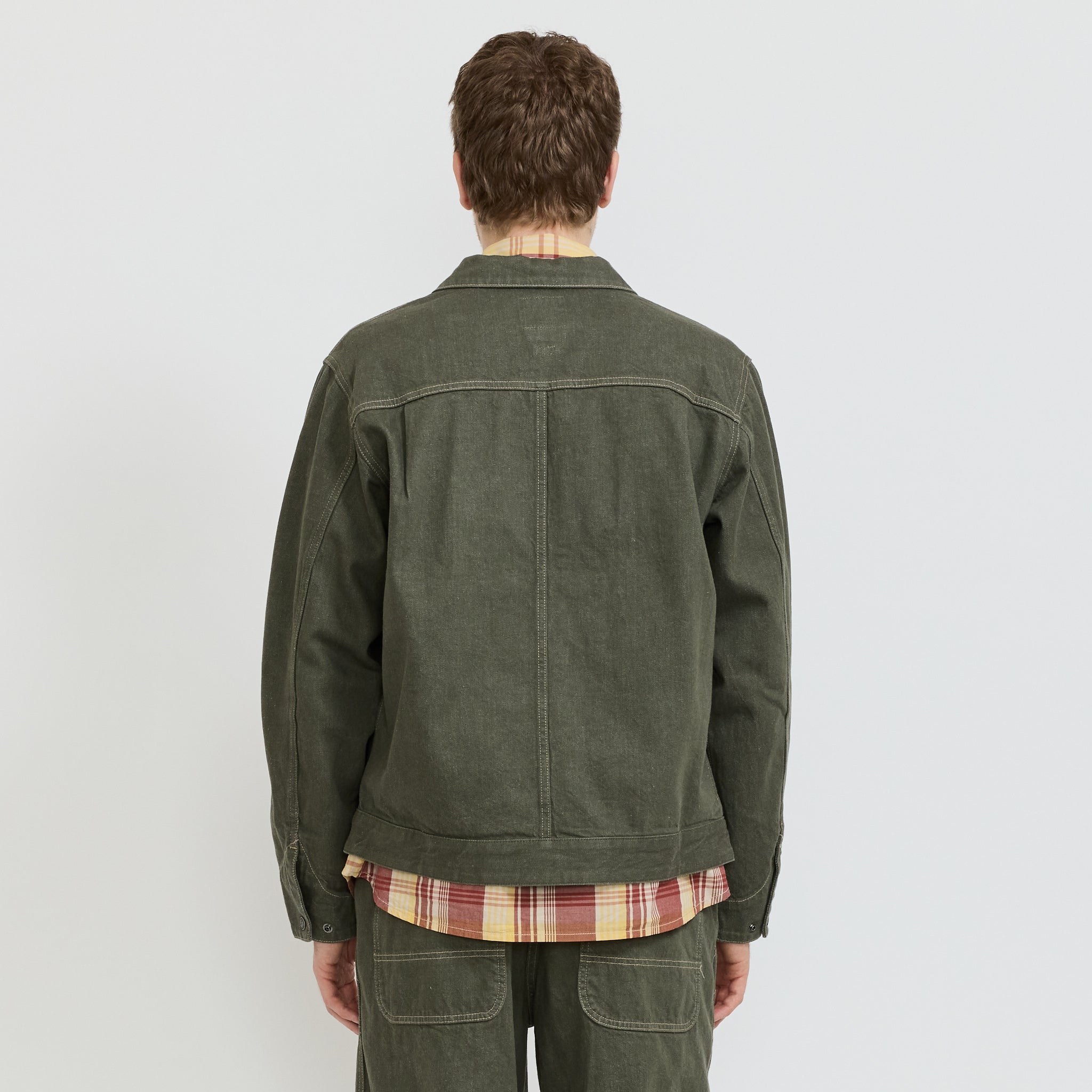 Japanese Slub Denim Jacket Dark Sage