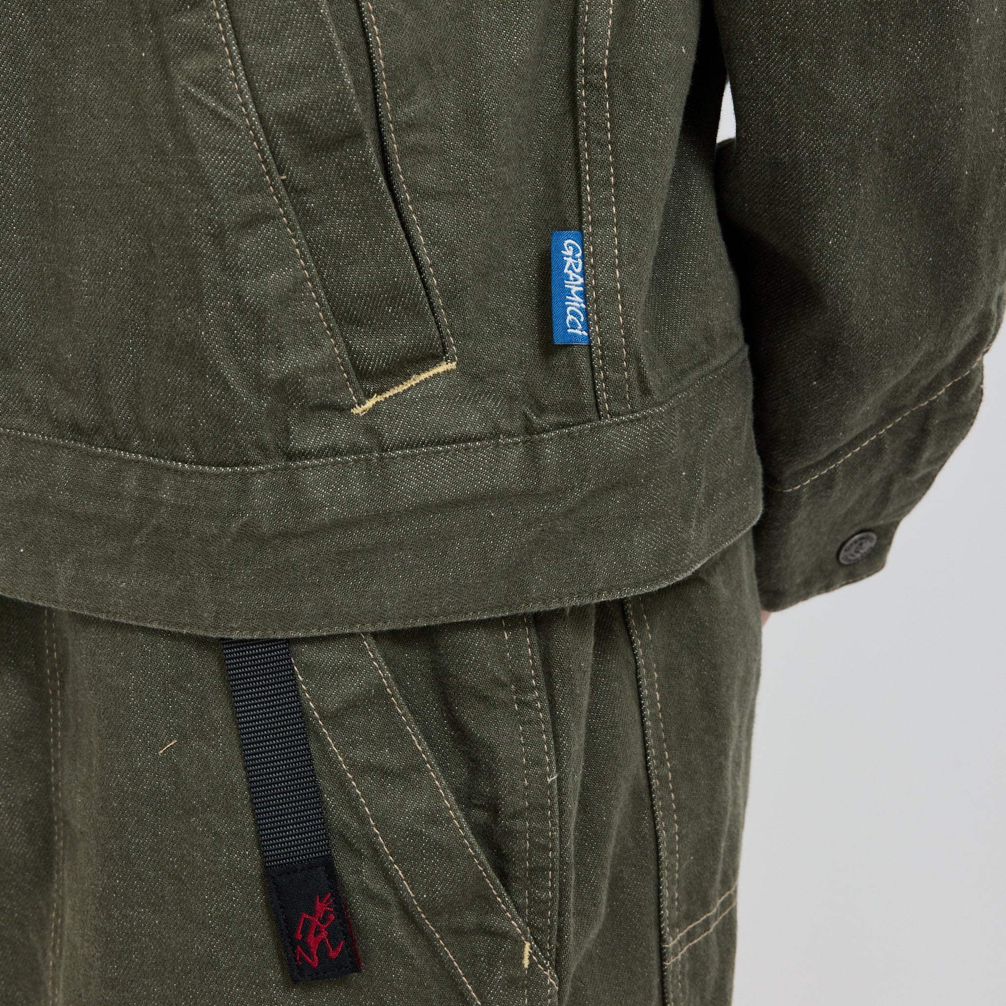 Japanese Slub Denim Jacket Dark Sage