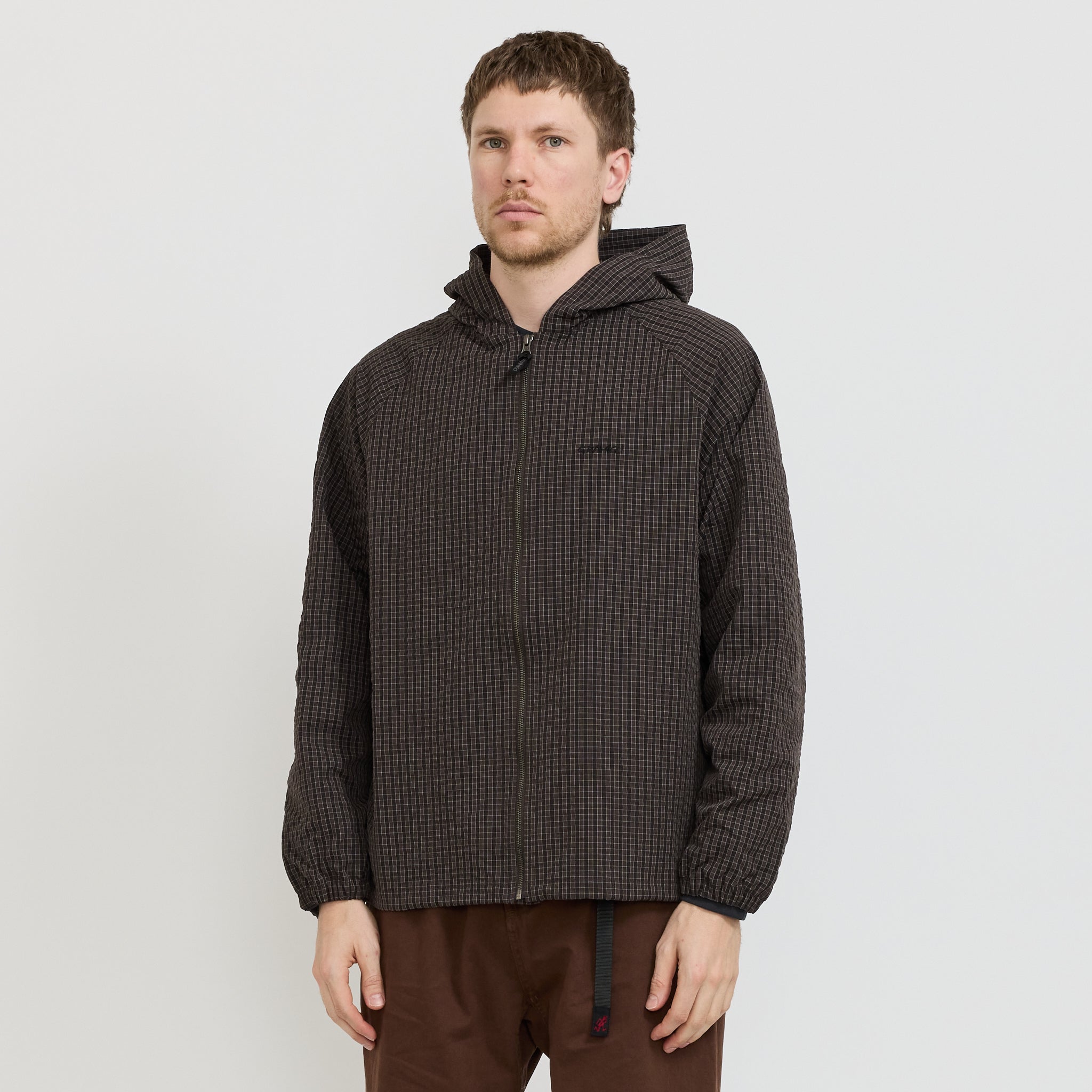 Northside Plaid Hooded Jacket Deep Brown