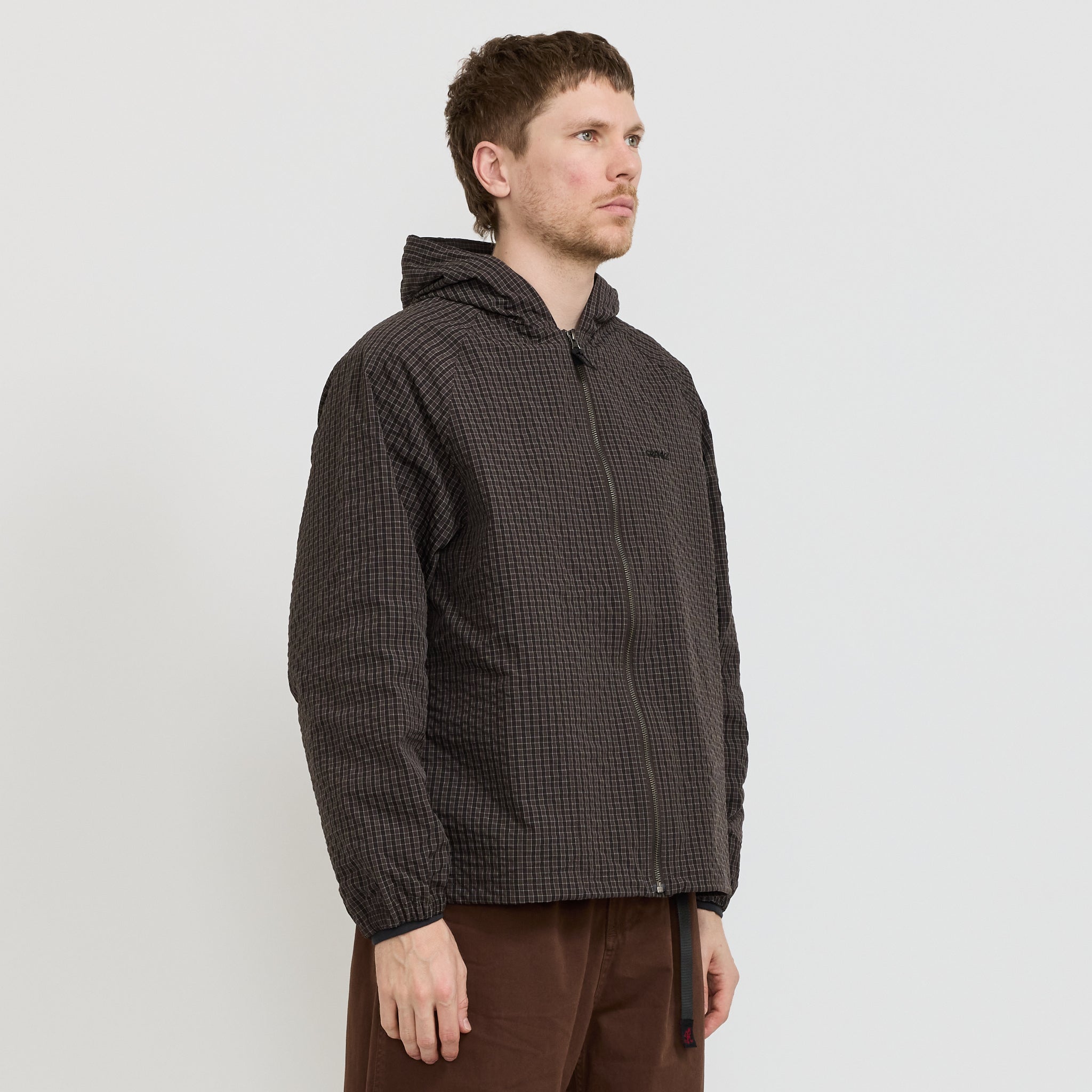 Northside Plaid Hooded Jacket Deep Brown