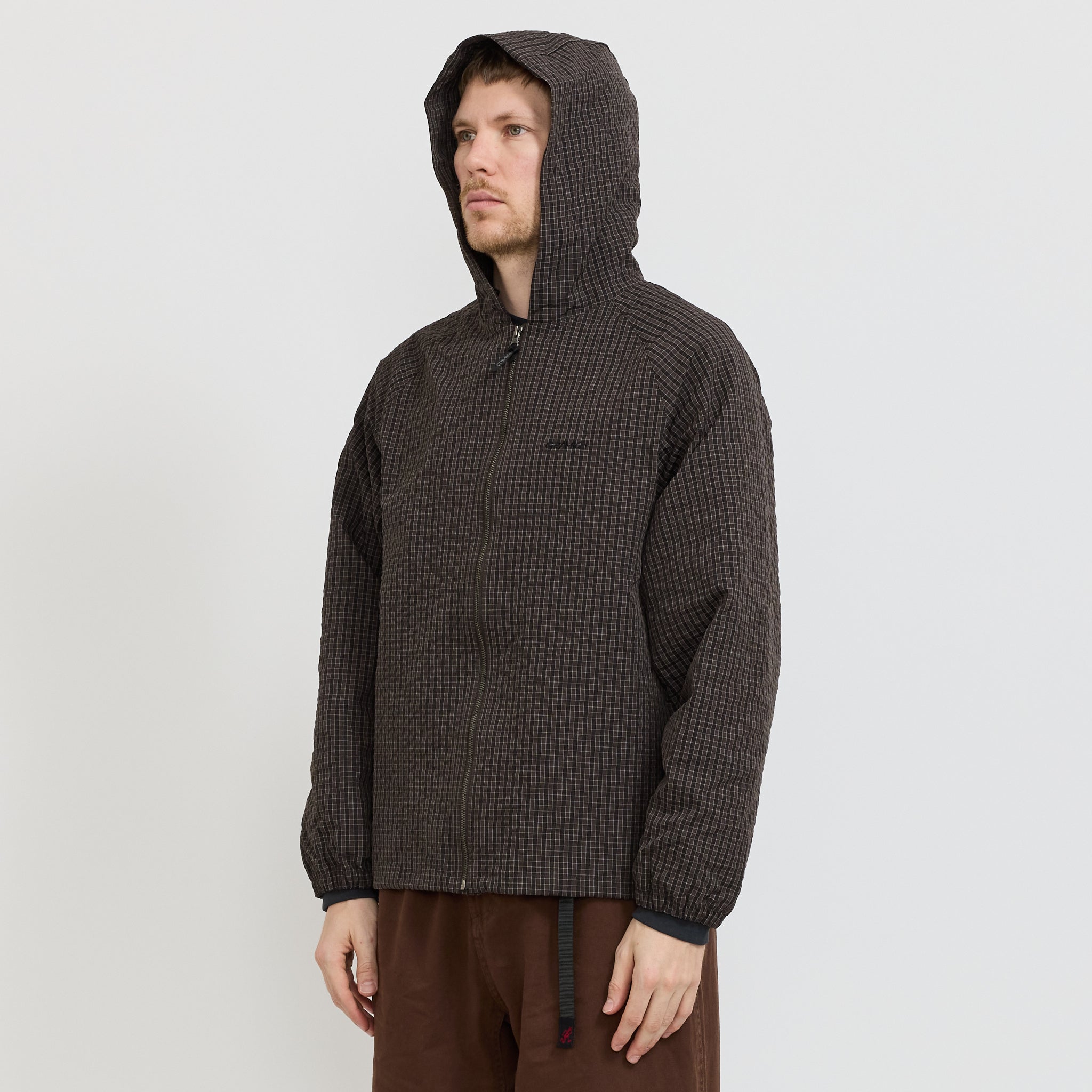 Northside Plaid Hooded Jacket Deep Brown