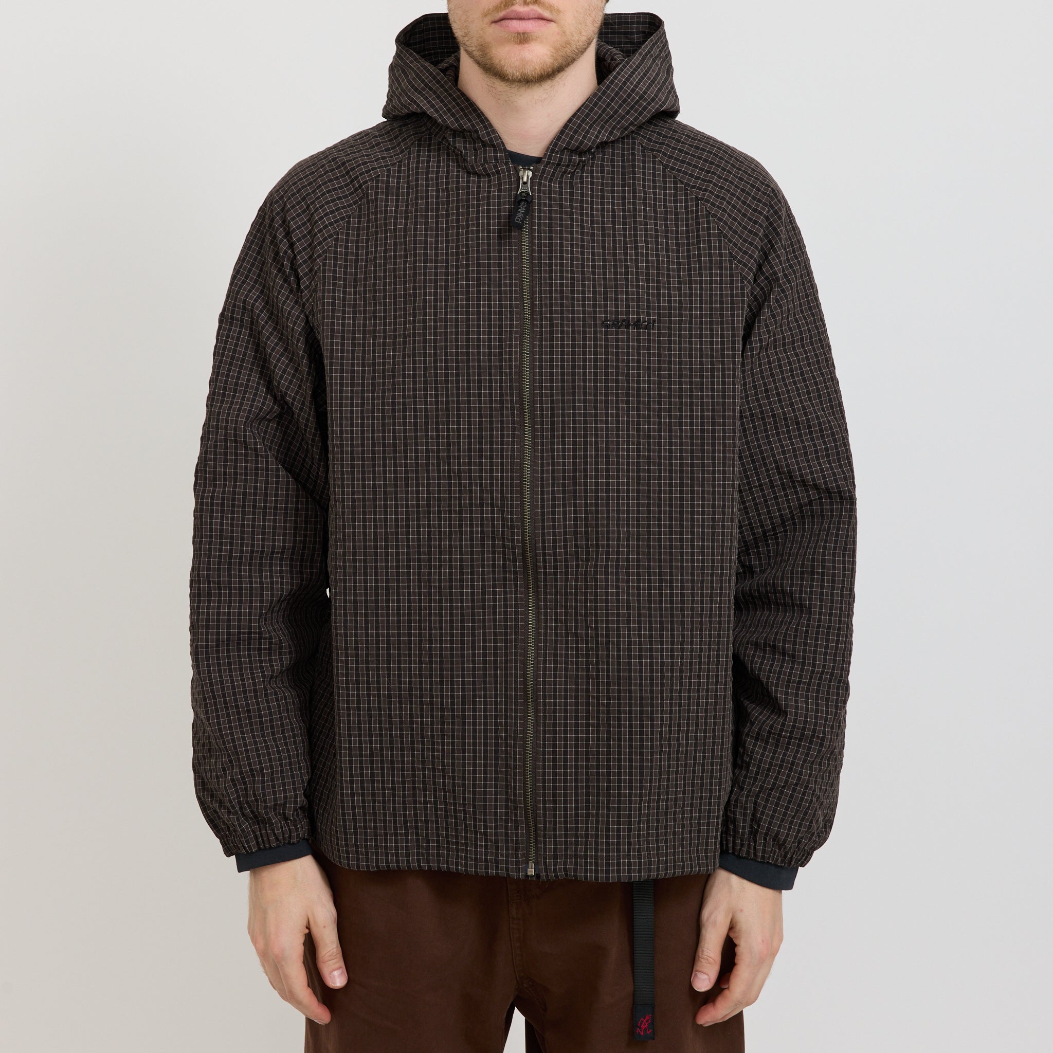 Northside Plaid Hooded Jacket Deep Brown