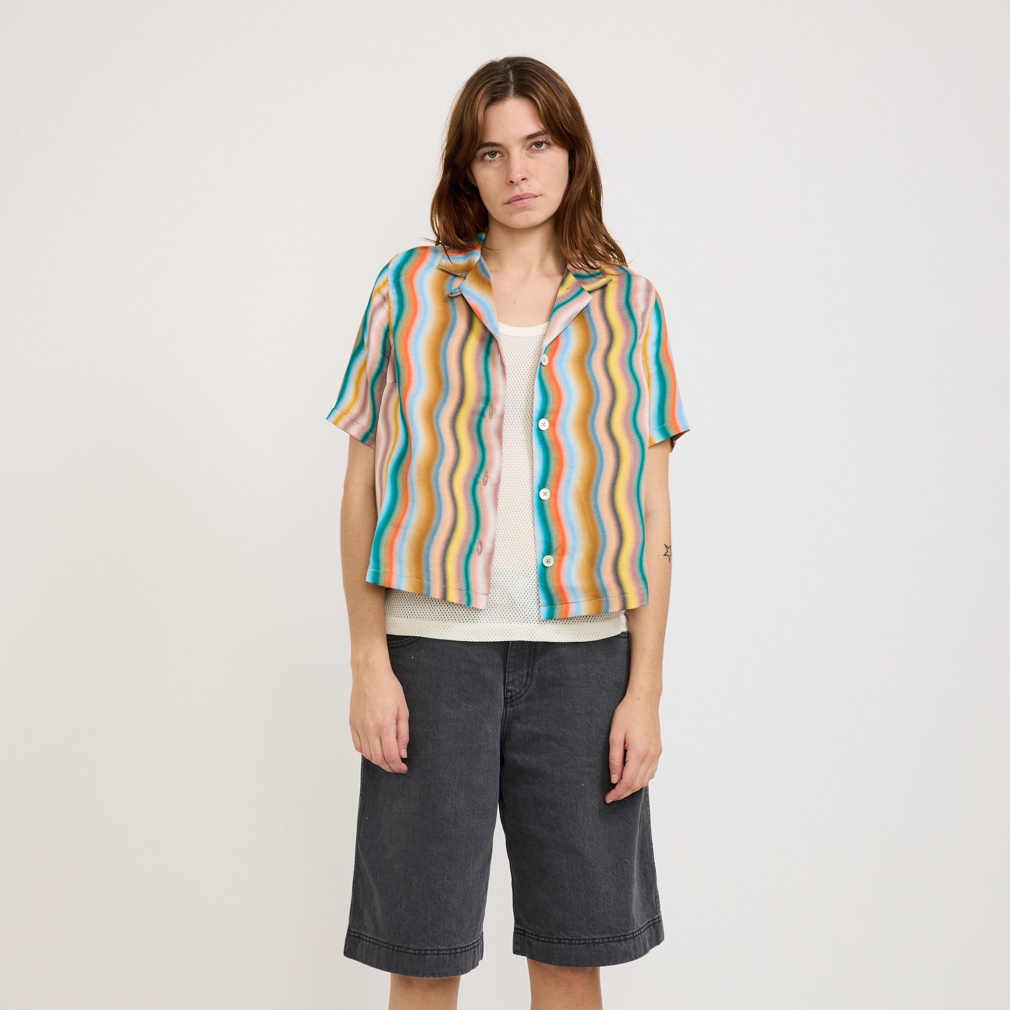 Cocktails For The Girls Shirt Hemp Print Multi Wave