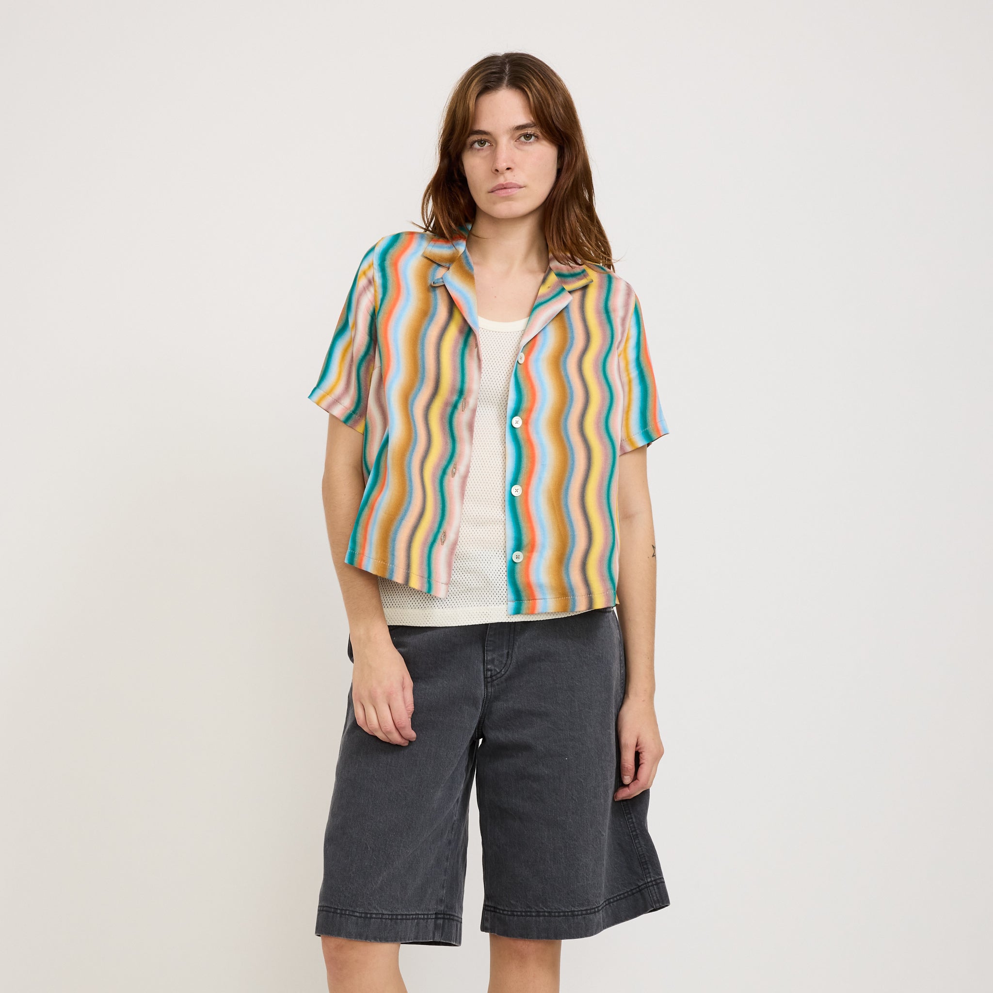 Cocktails For The Girls Shirt Hemp Print Multi Wave