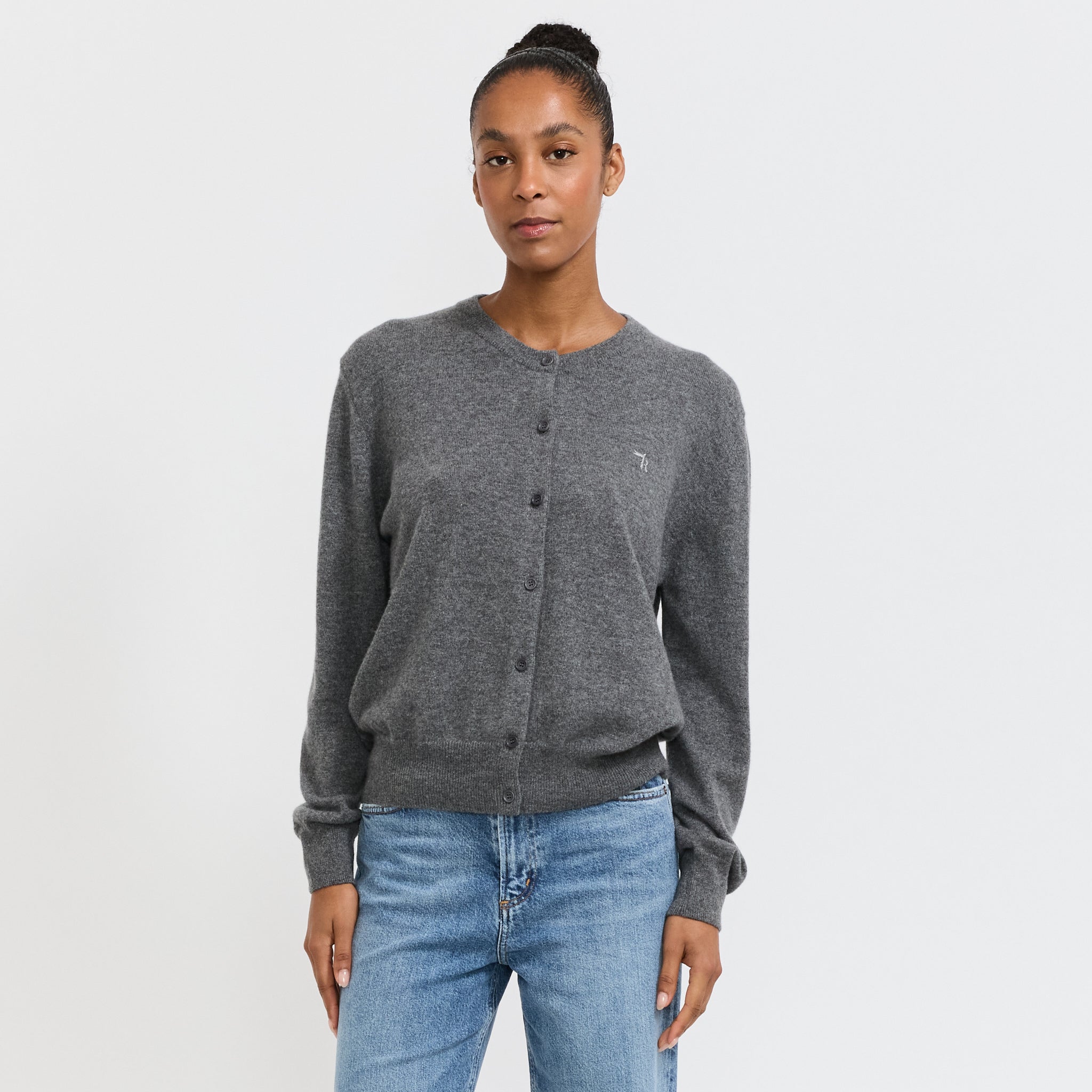 Posy Cashmere Cardigan Grey Marle