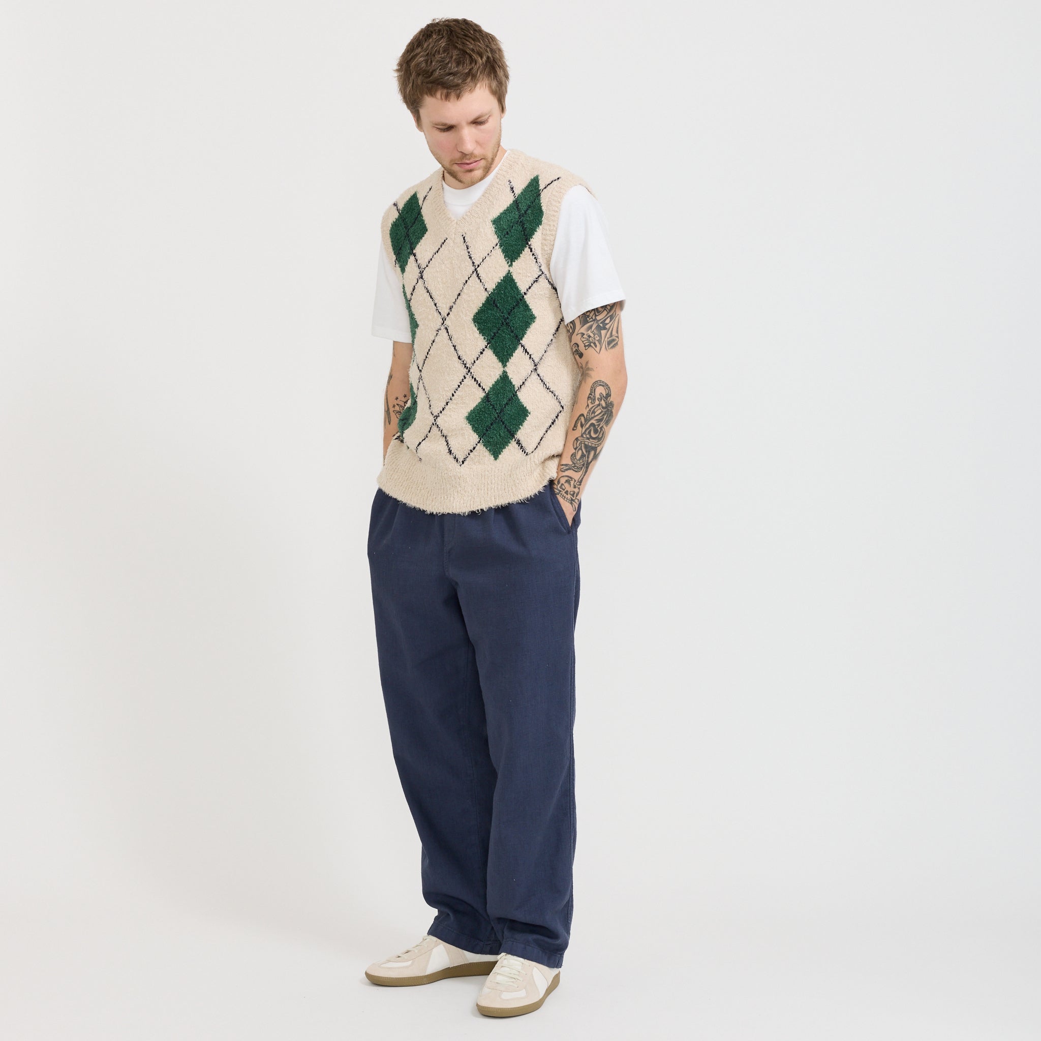 Kestin | Carron Argyle Vest Ecru | Maplestore