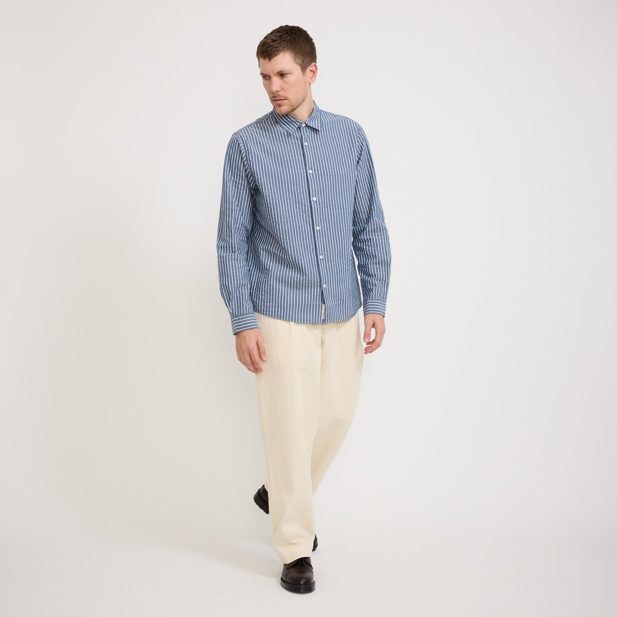 Kestin | Dirleton Shirt Blue/White Stripe | Maplestore
