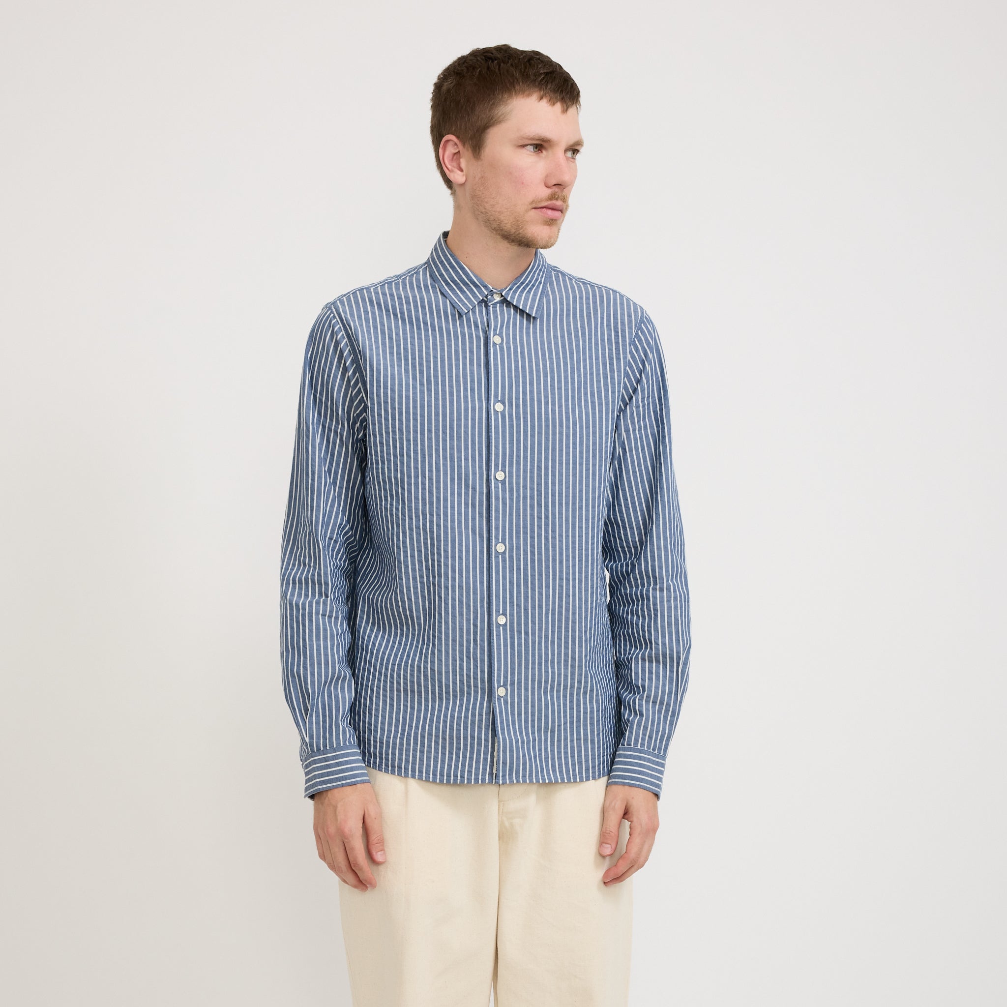 Kestin | Dirleton Shirt Blue/White Stripe | Maplestore