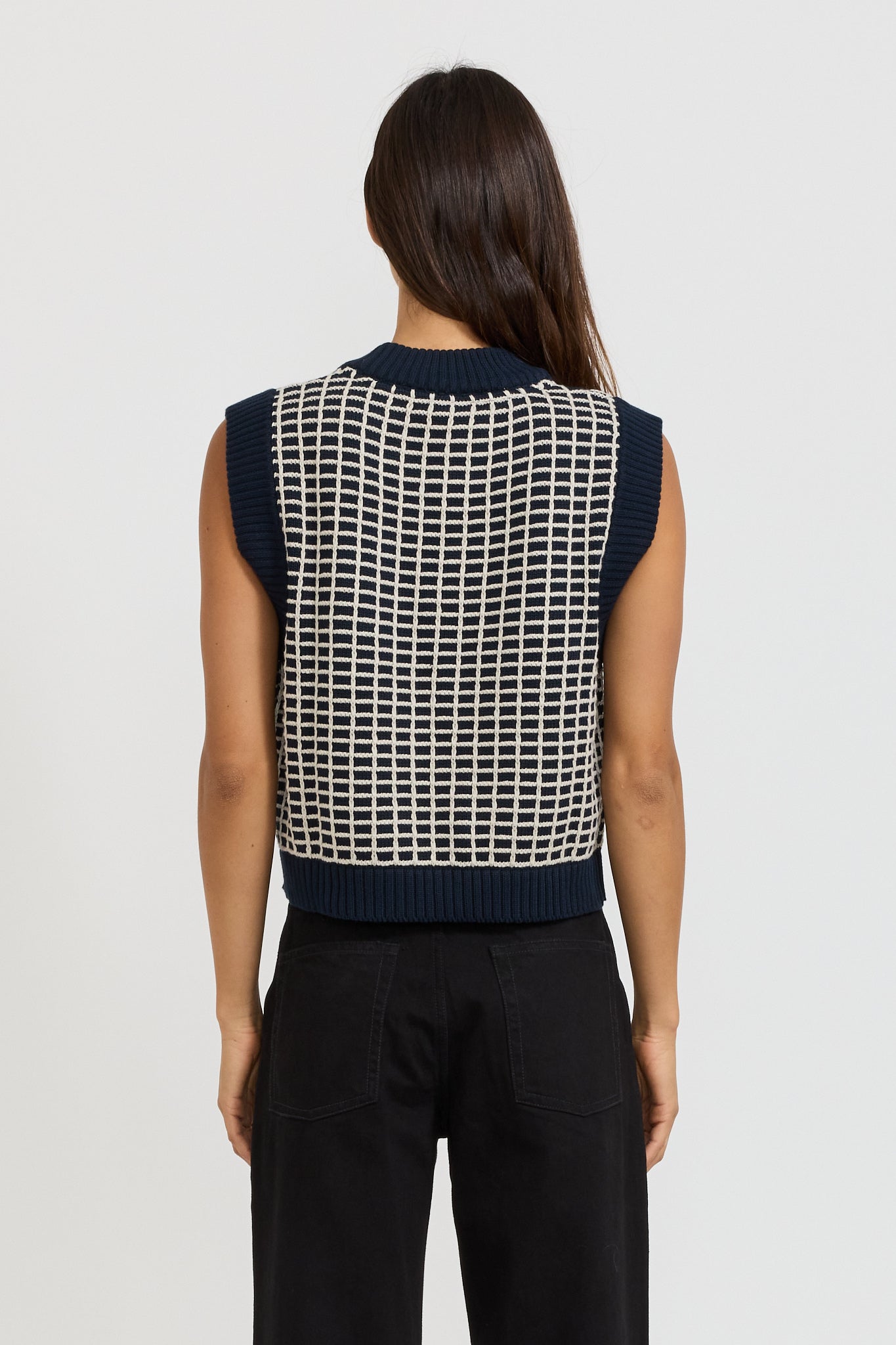 Kowtow | Grid Vest Navy Grid | Maplestore