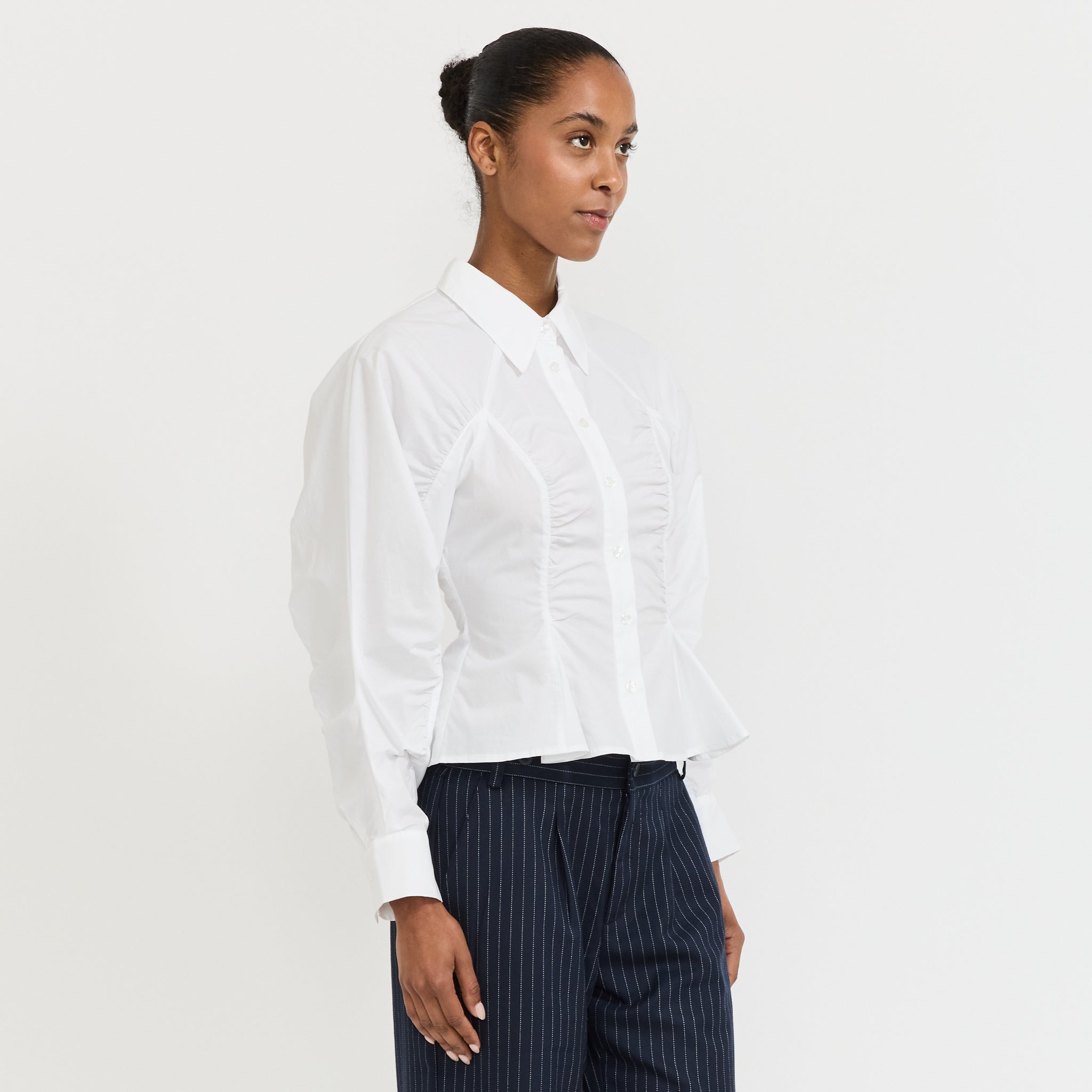 Belleville Ruched Shirt White